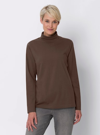 Rollkragenshirt mit langen Ärmeln - schoko