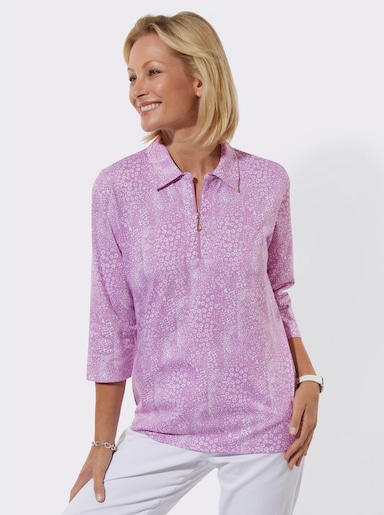Poloshirt - orchidee-weiß-bedruckt