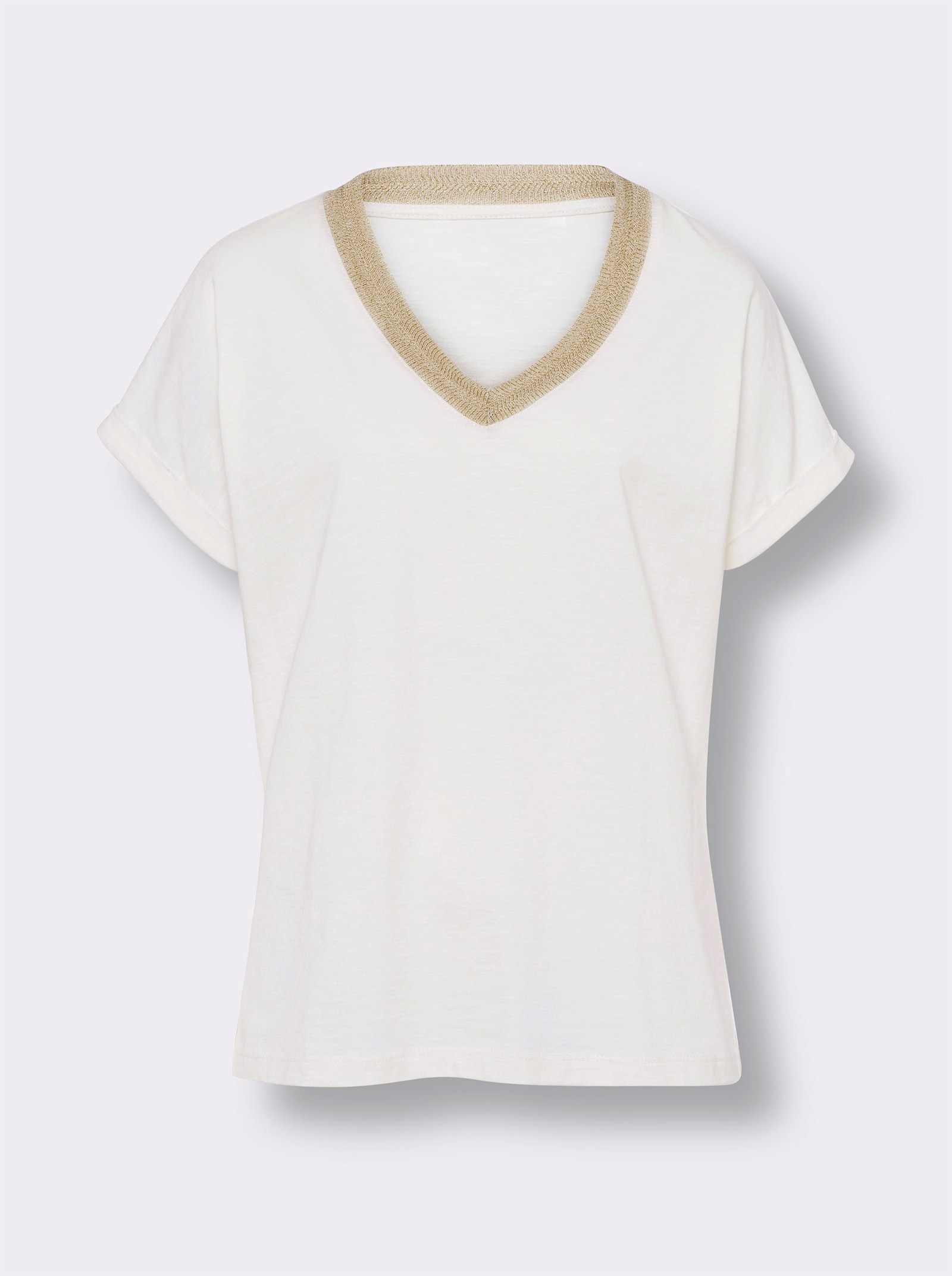 heine Kurzarmshirt mit Glanz-Akzenten - champagner