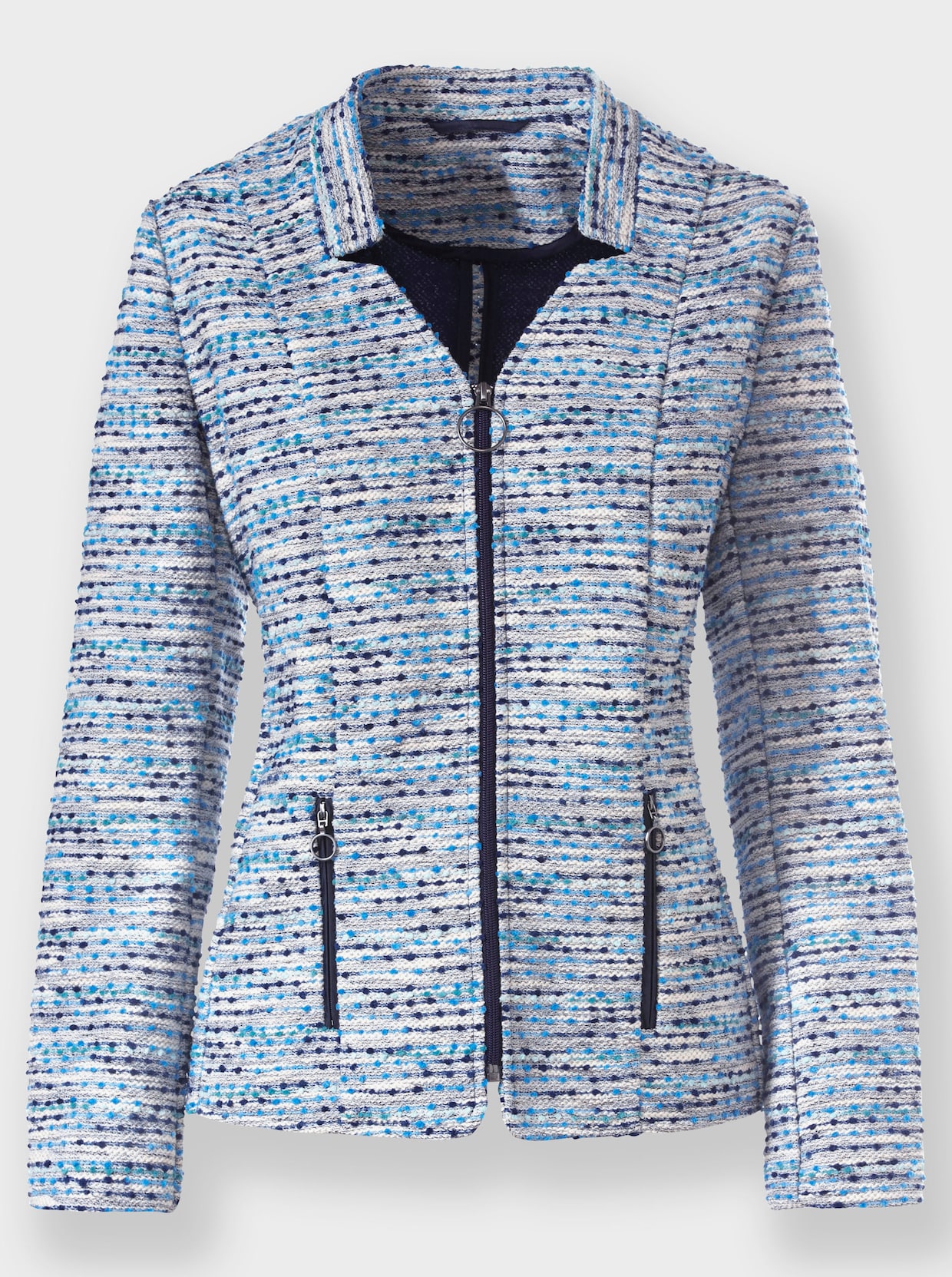 Jersey-Blazer - eisblau-marine-gemustert