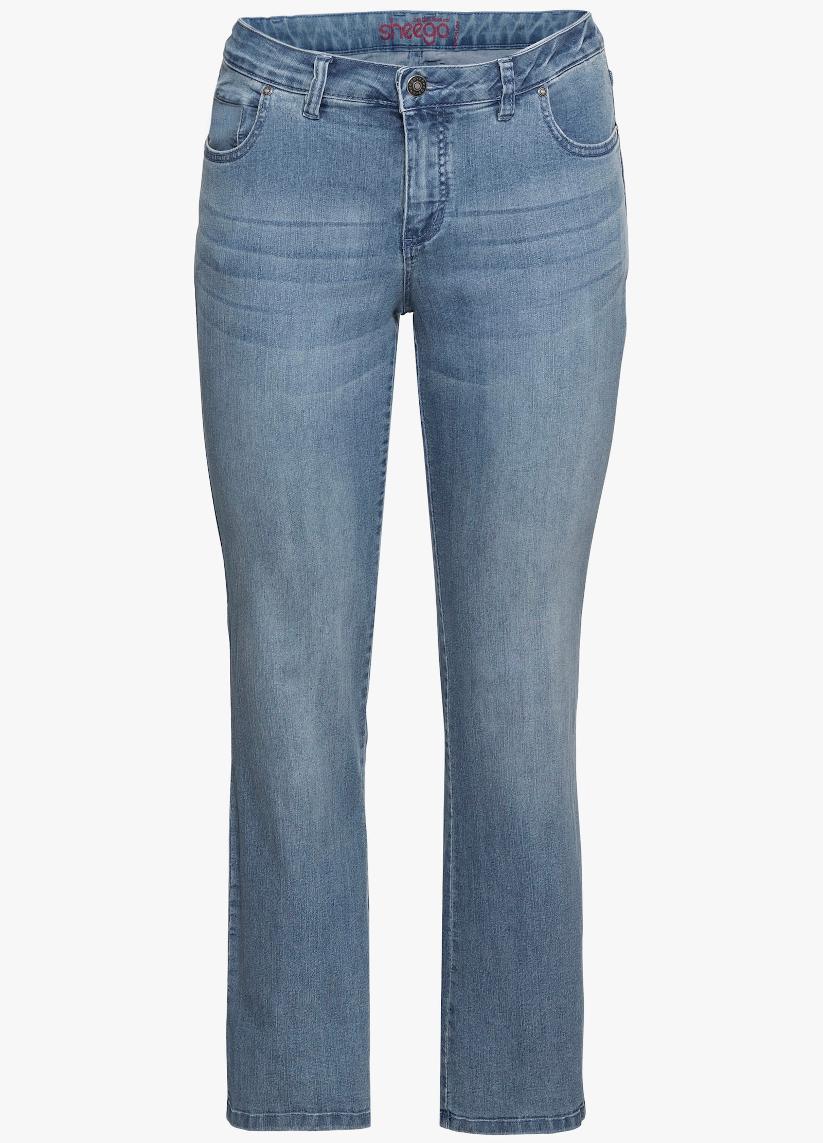 sheego Bootcut-Jeans mit Used-Effekten - light blue-denim