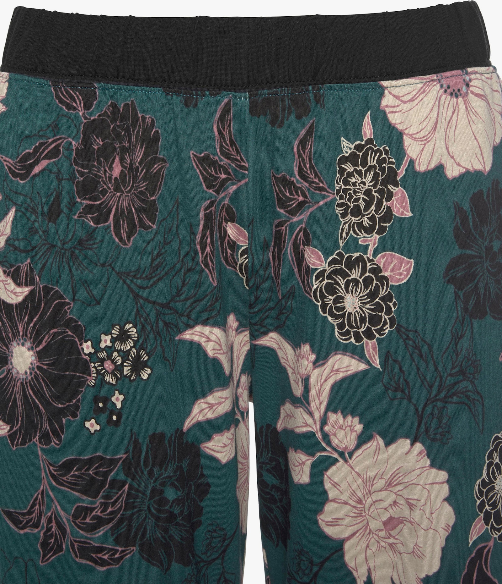 s.Oliver Capri-Pyjama - schwarz-dunkelgrün-gemustert