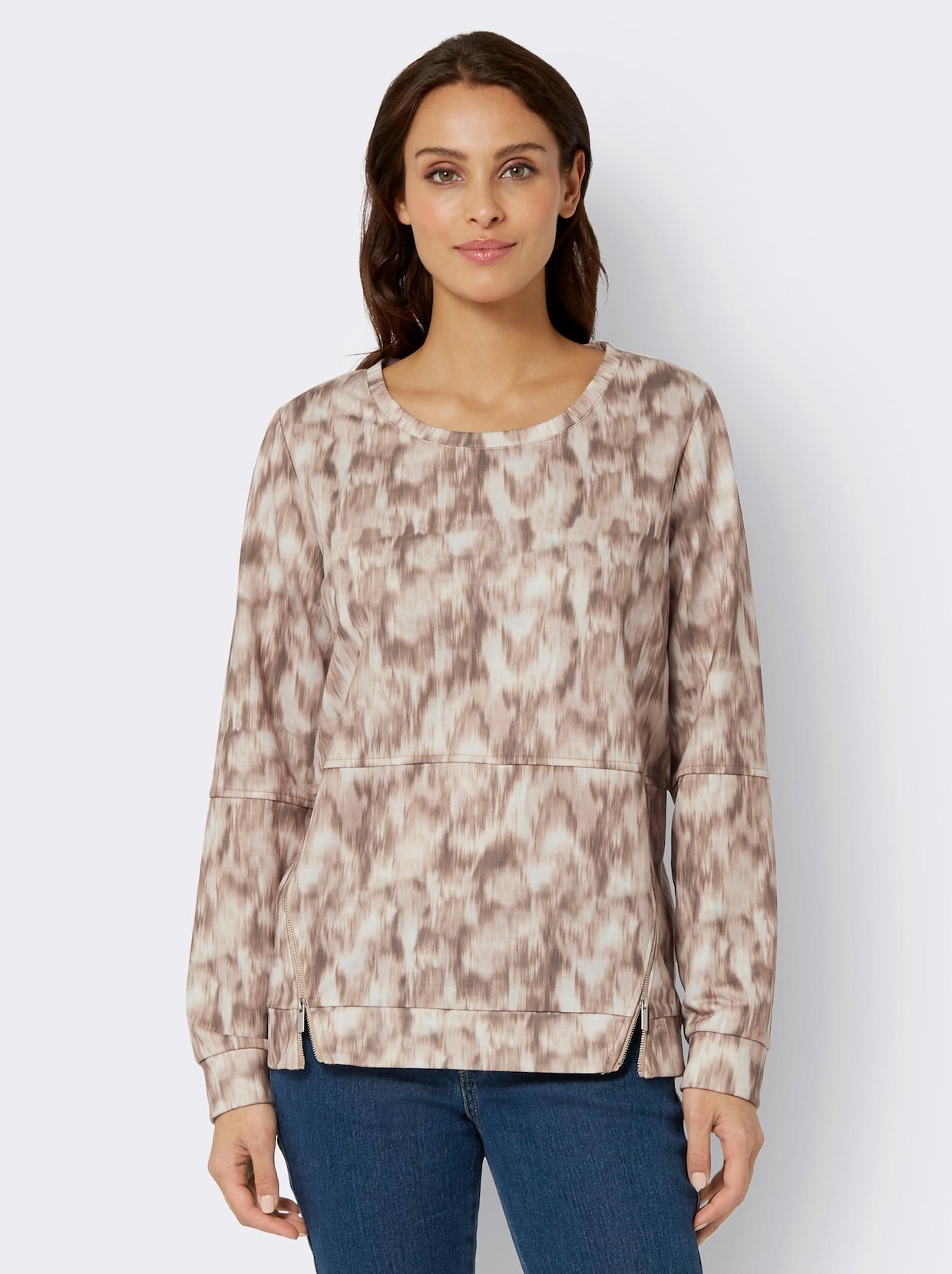 Sweatshirt - camel-bedruckt