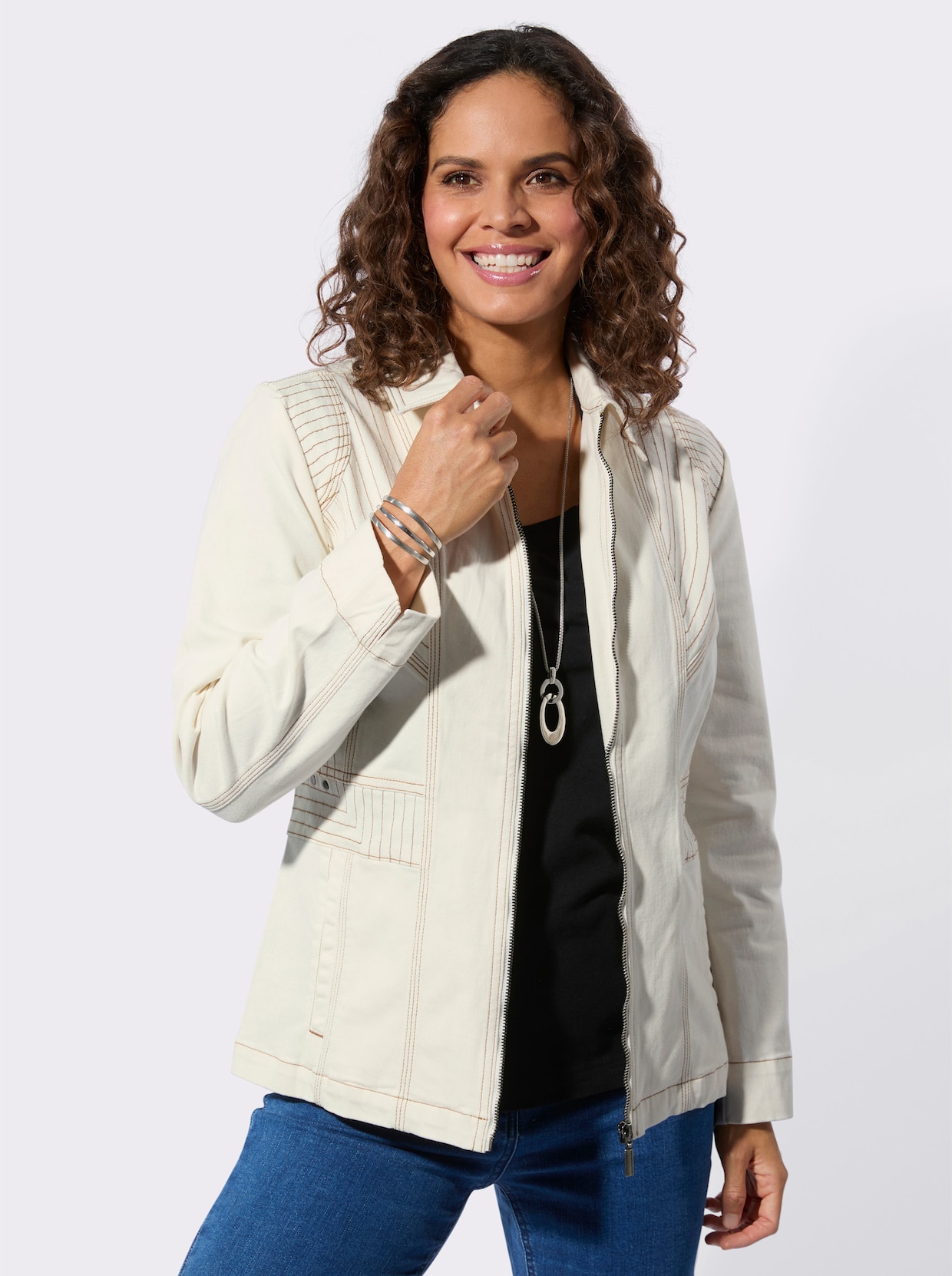 Jeansjacke - ecru