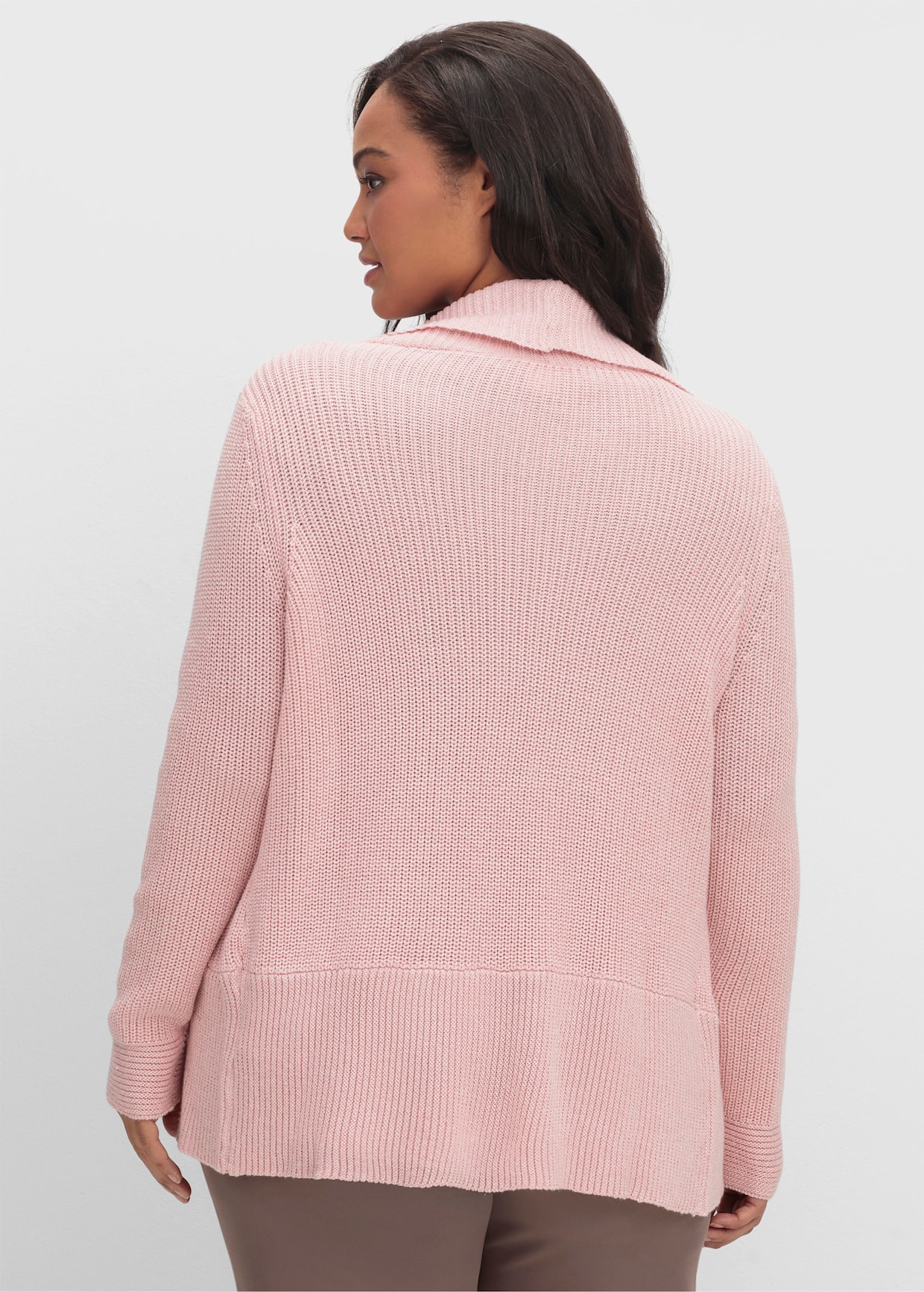 Strickjacke mit Schalkragen - rosenquarz-meliert