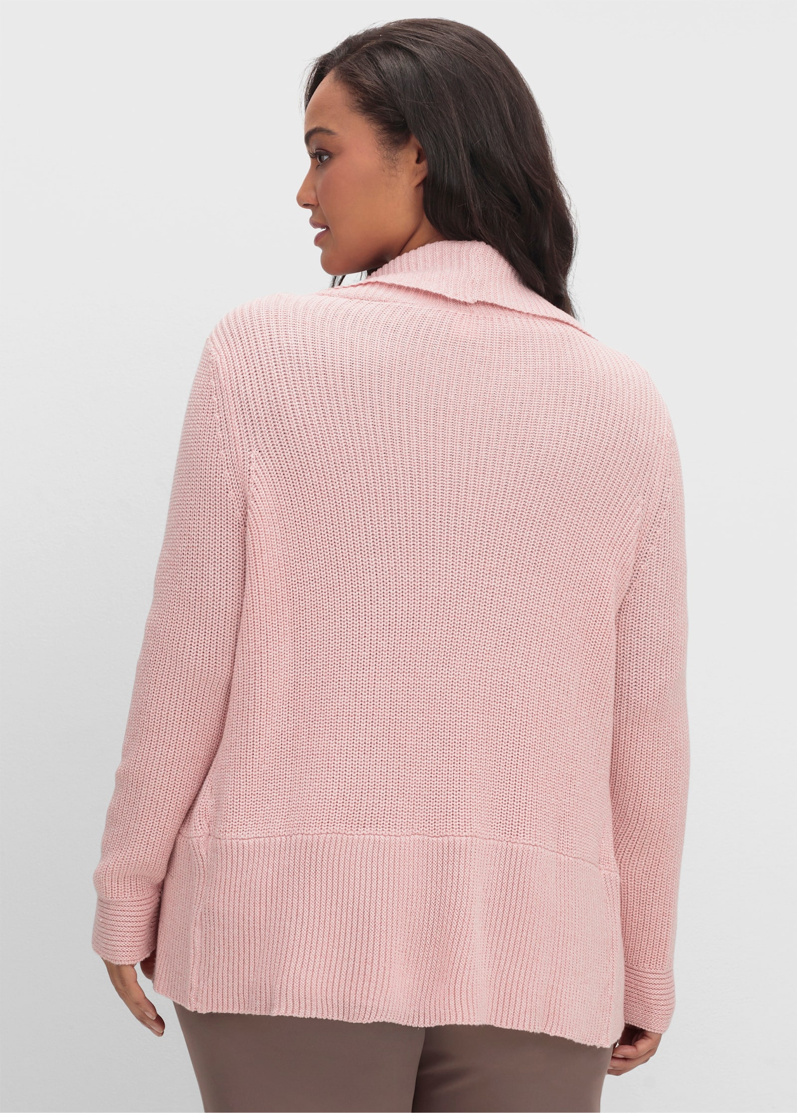 Strickjacke mit Schalkragen - rosenquarz-meliert