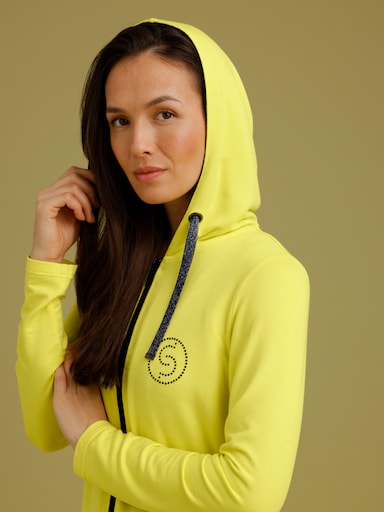 CREATION L PREMIUM Jacke mit Glitzersteinchen-Applikation - limone-schwarz