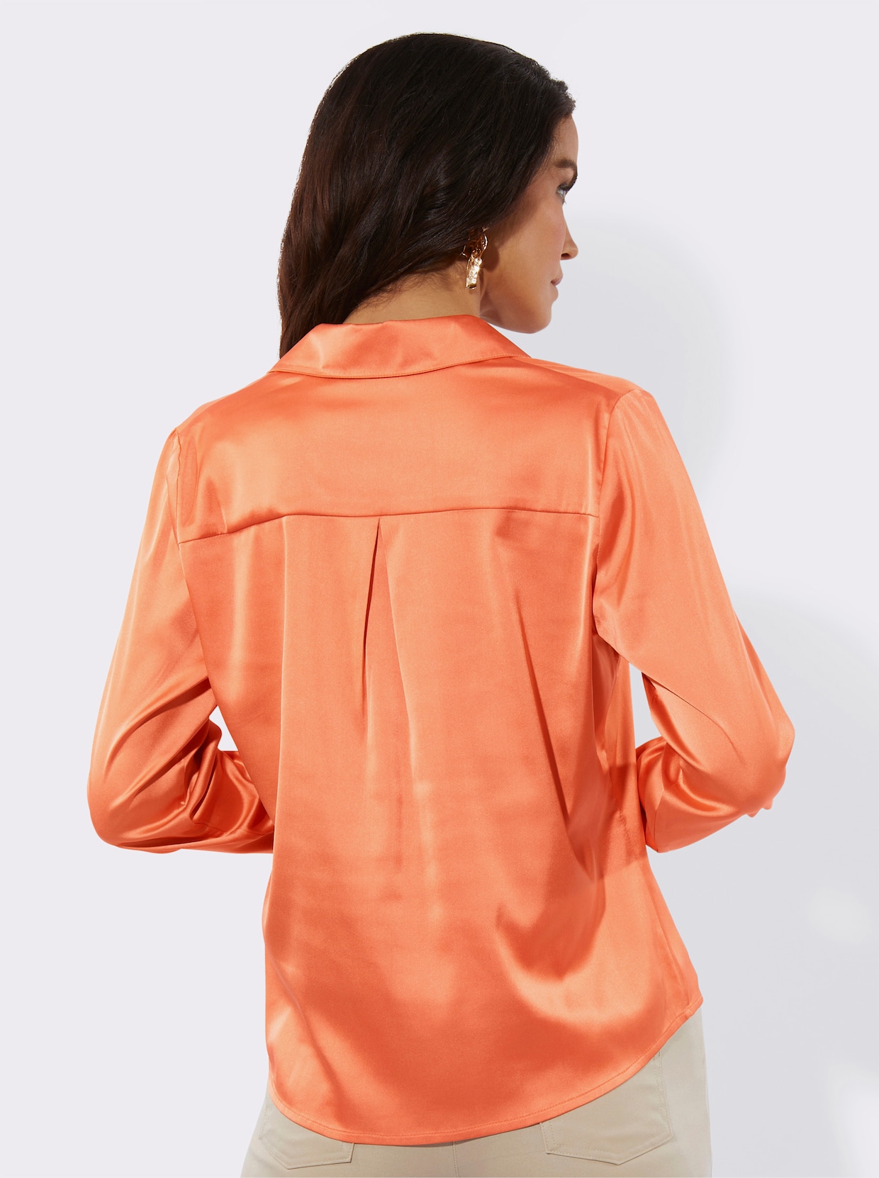 Satinbluse mit Kellerfalte hinten - papaya