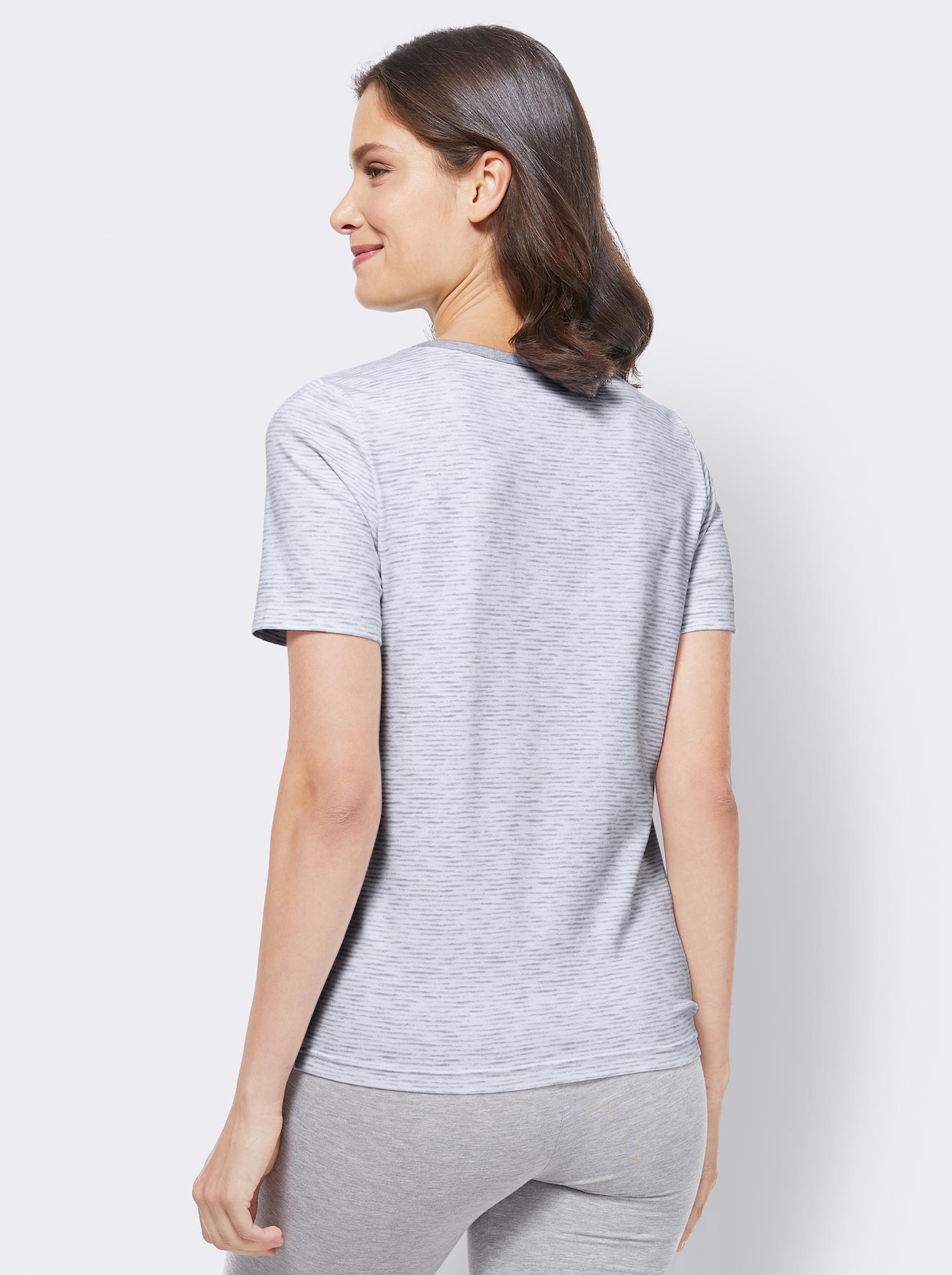 wäschepur Shirt - hellgrau-meliert + weiß-grau-meliert