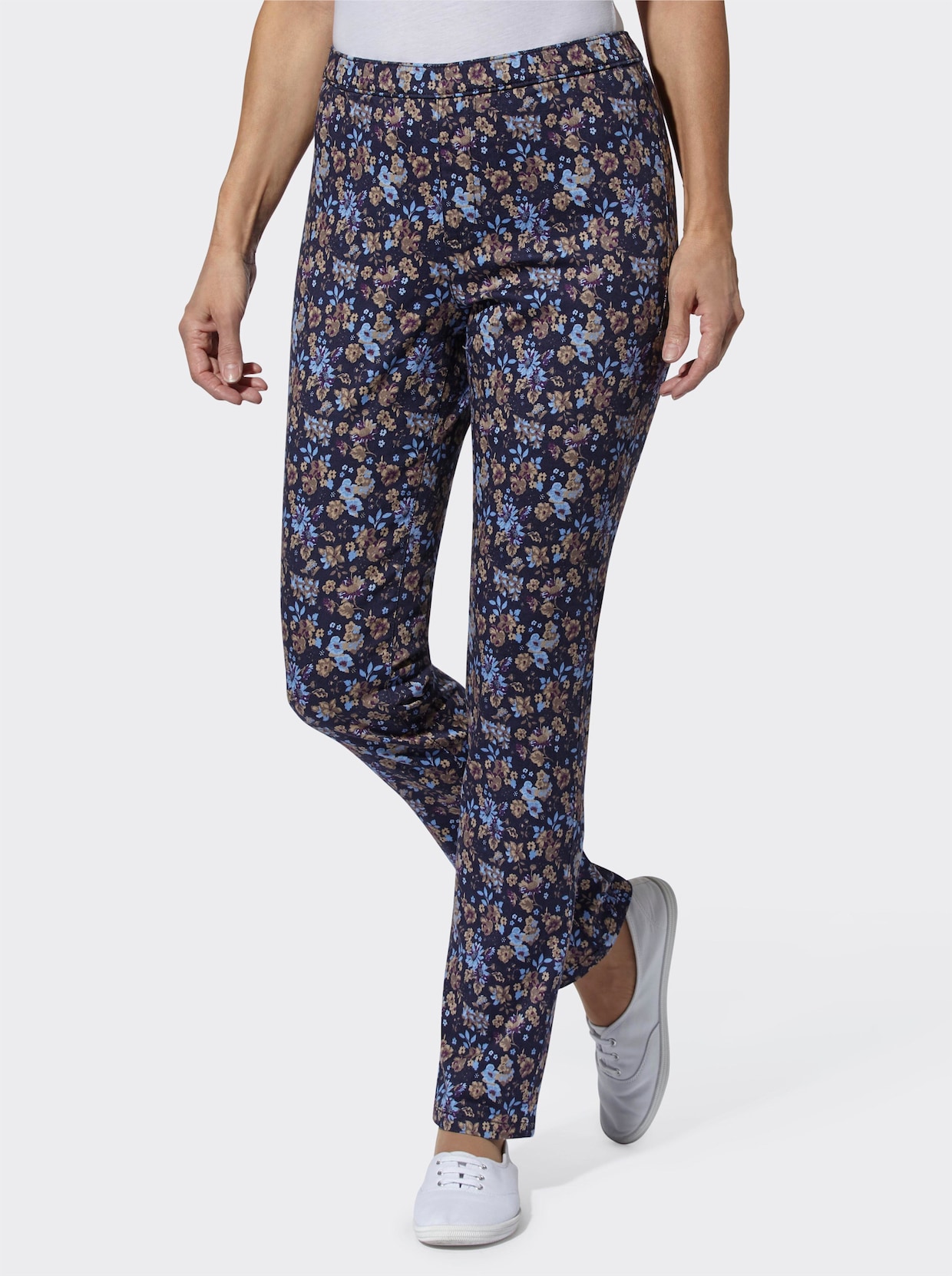 Stretch-Hose - marine-bleu-bedruckt