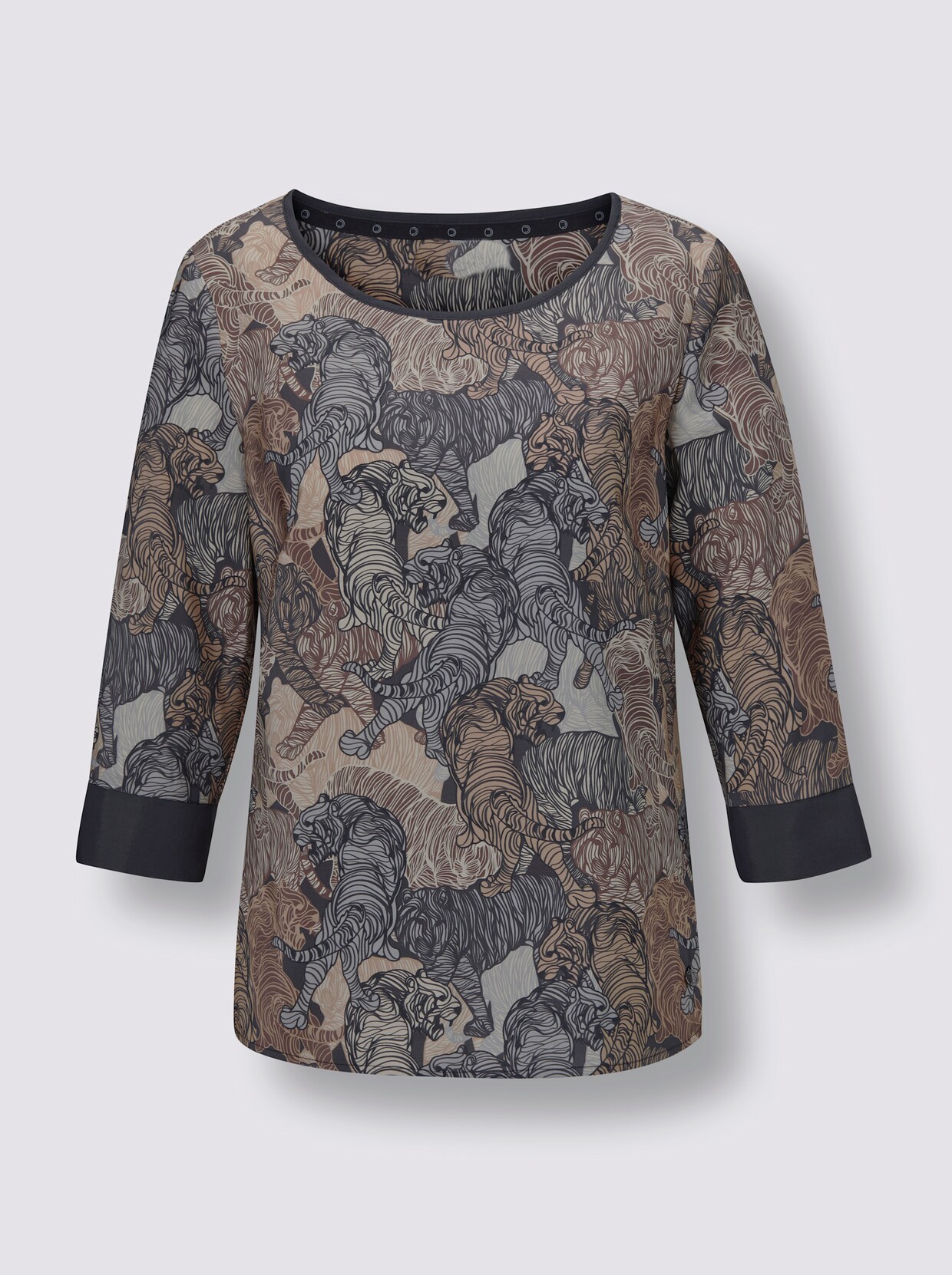 CREATION L PREMIUM Modal-Bluse - anthrazit-sand-bedruckt