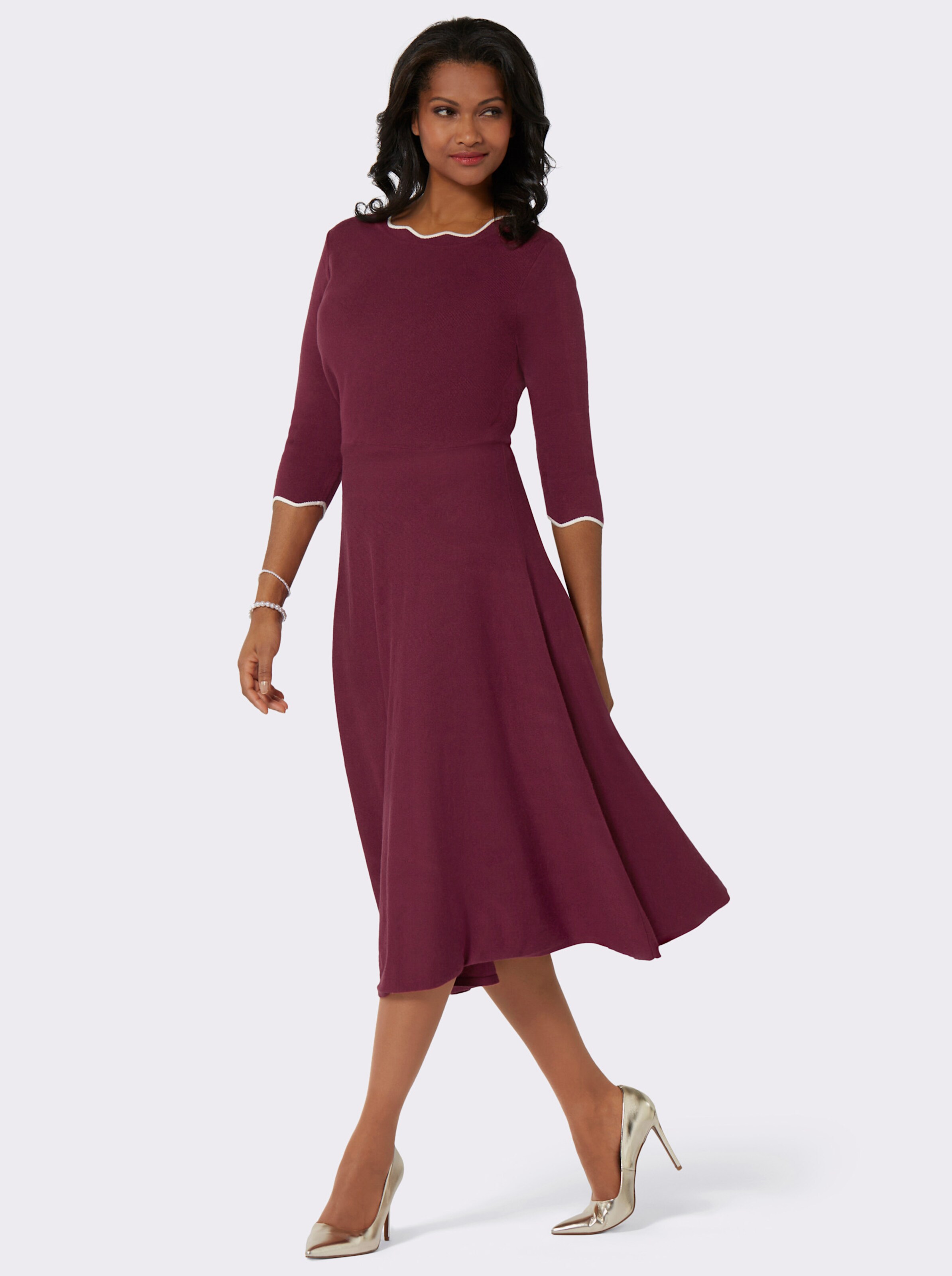 bordeaux strickkleid