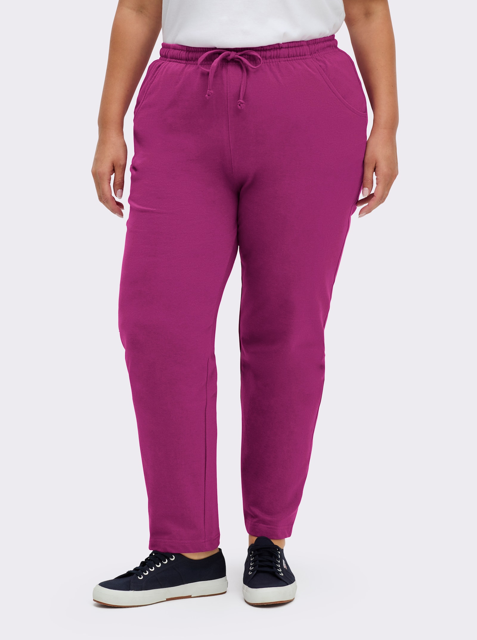 Jerseyhose mit Tunnelzug und Bindeband - beere