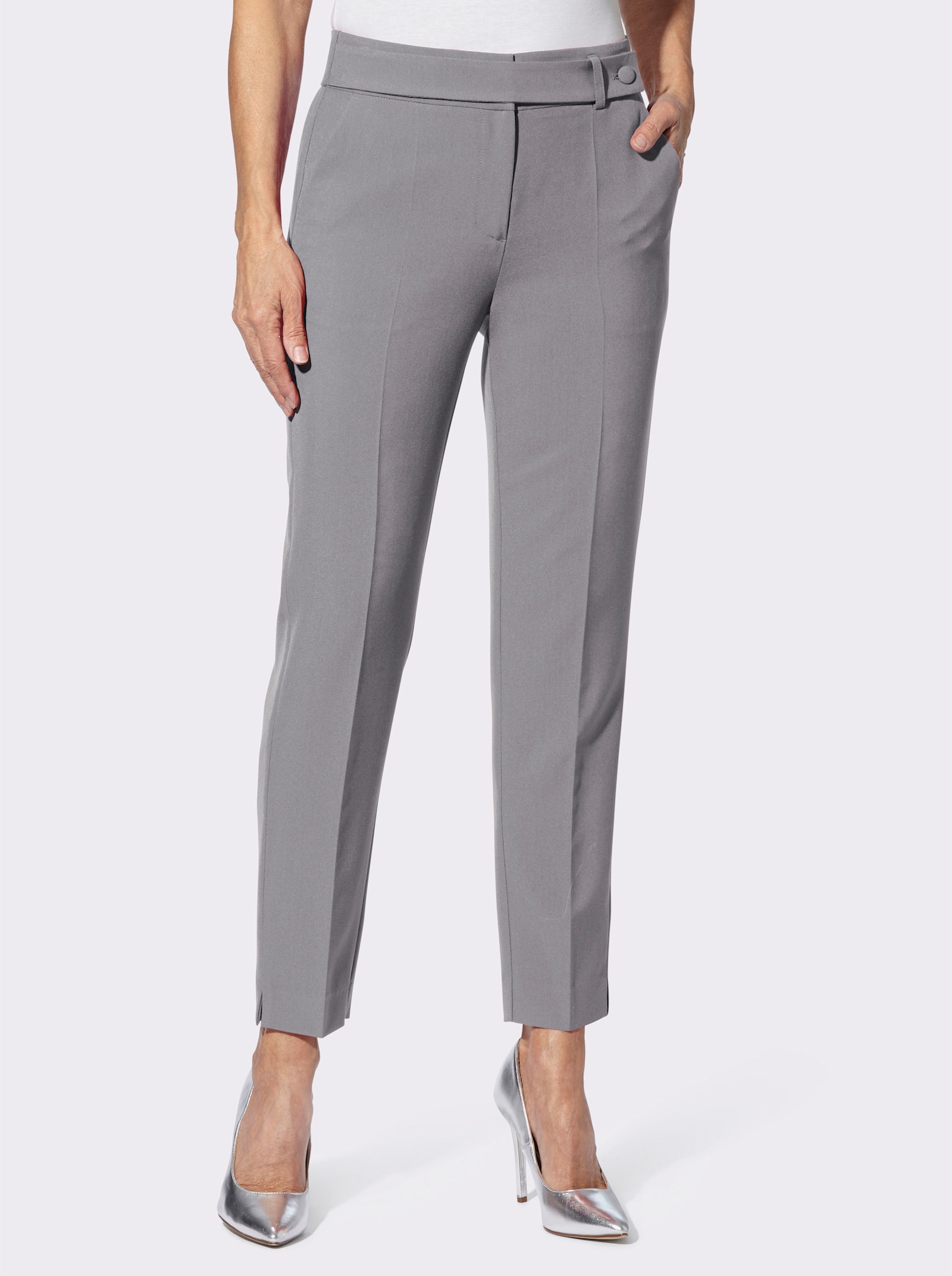 Bügelfaltenhose mit seitlichem Verschluss - steingrau