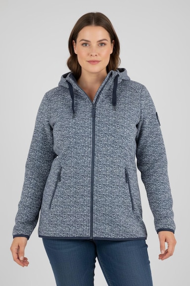 Kapuzenfleecejacke - marine-weiß-gemustert