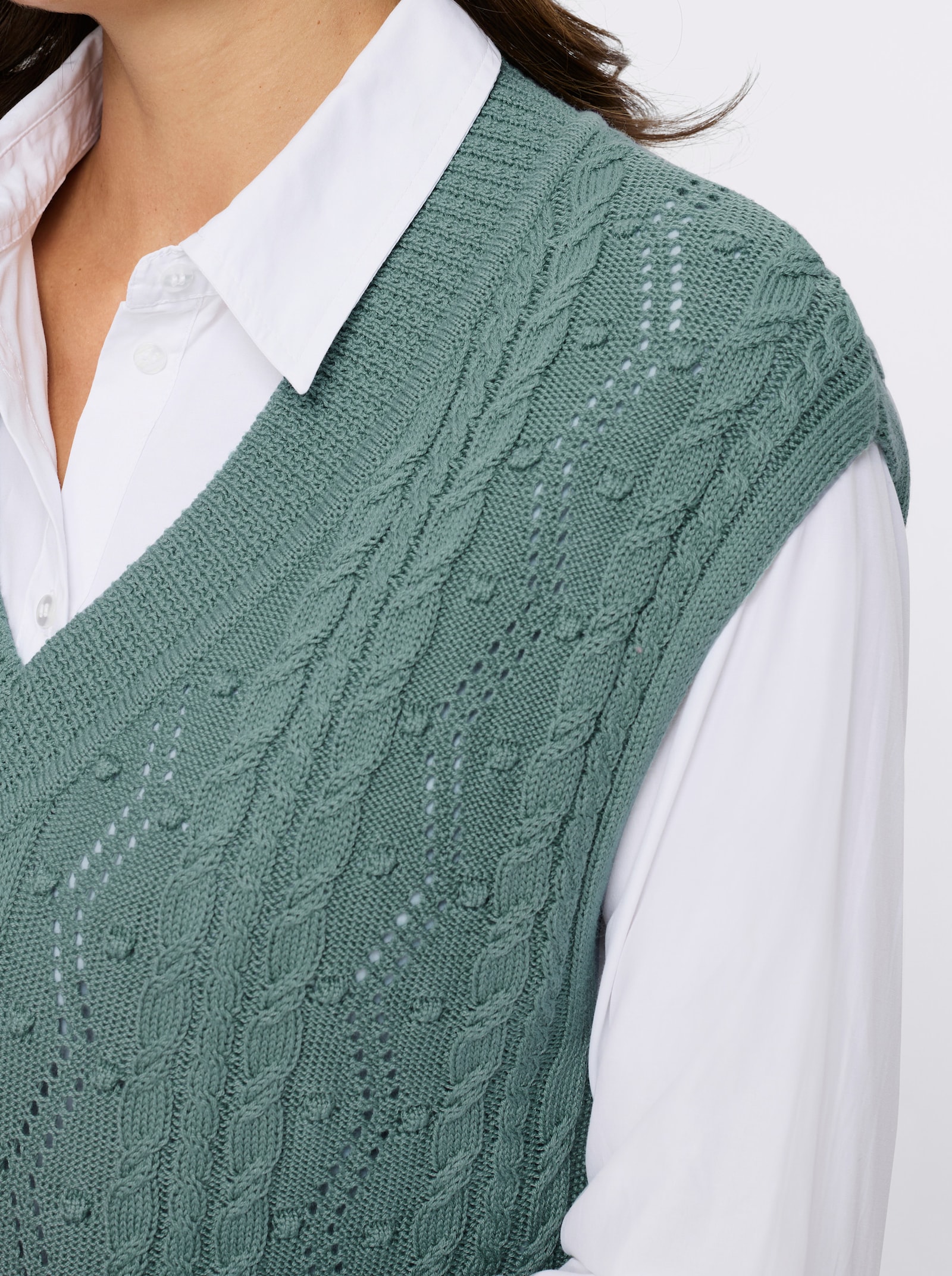 Pullunder mit Strickmuster-Mix - jade