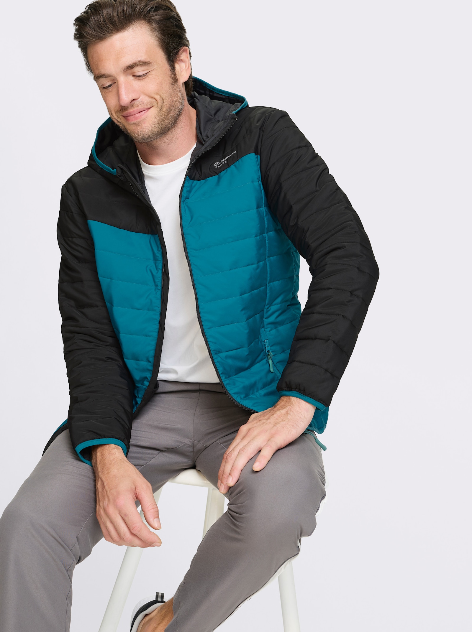 Catamaran Sports Steppjacke mit fester Kapuze - schwarz-aquapetrol