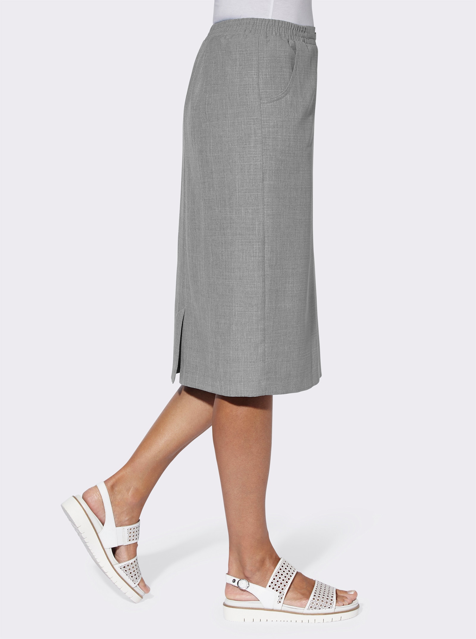 Schlupfrock in Leinen-Optik - steingrau-meliert