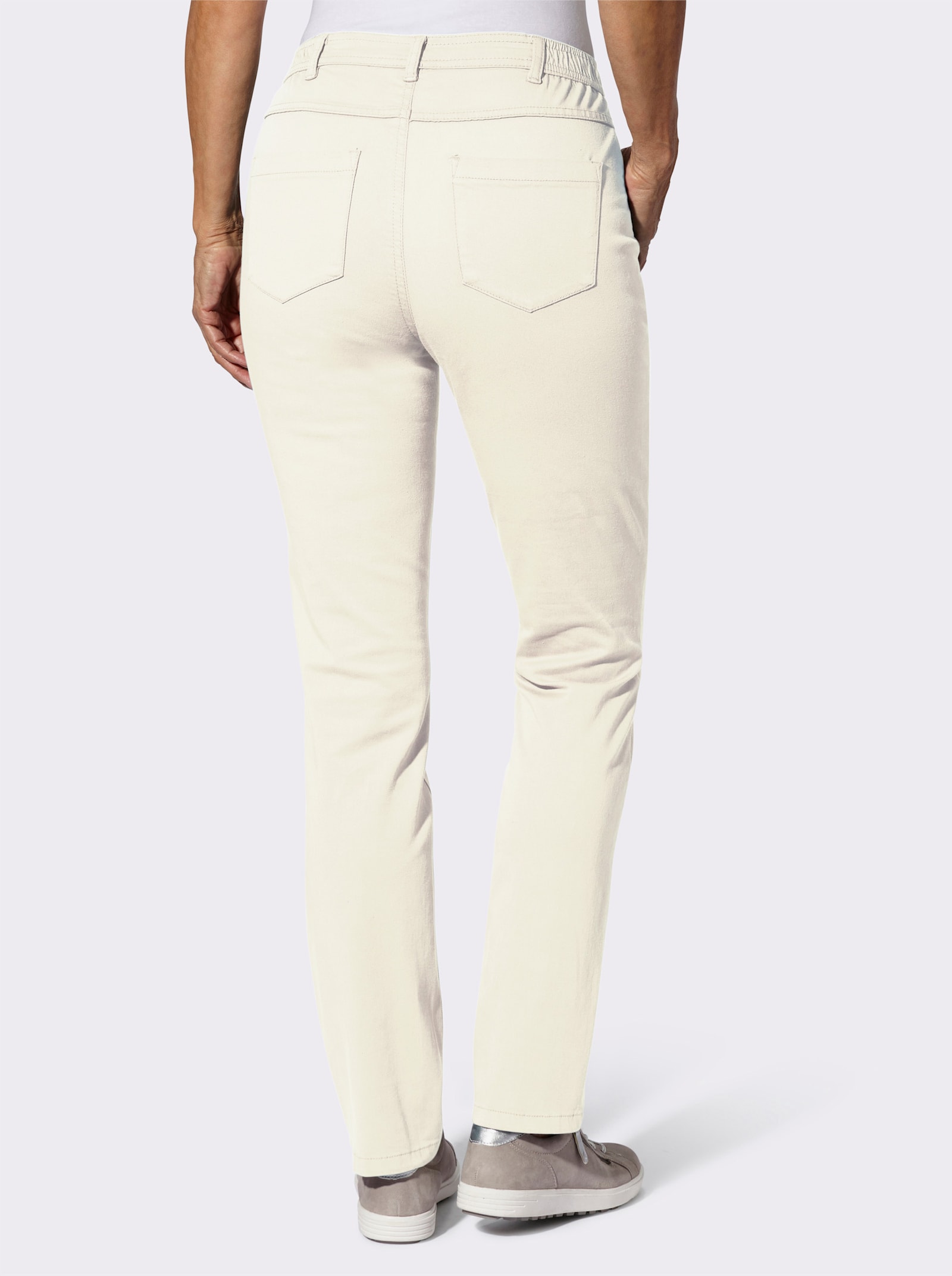 Stretchbroek met opgestikte zakken - champagne