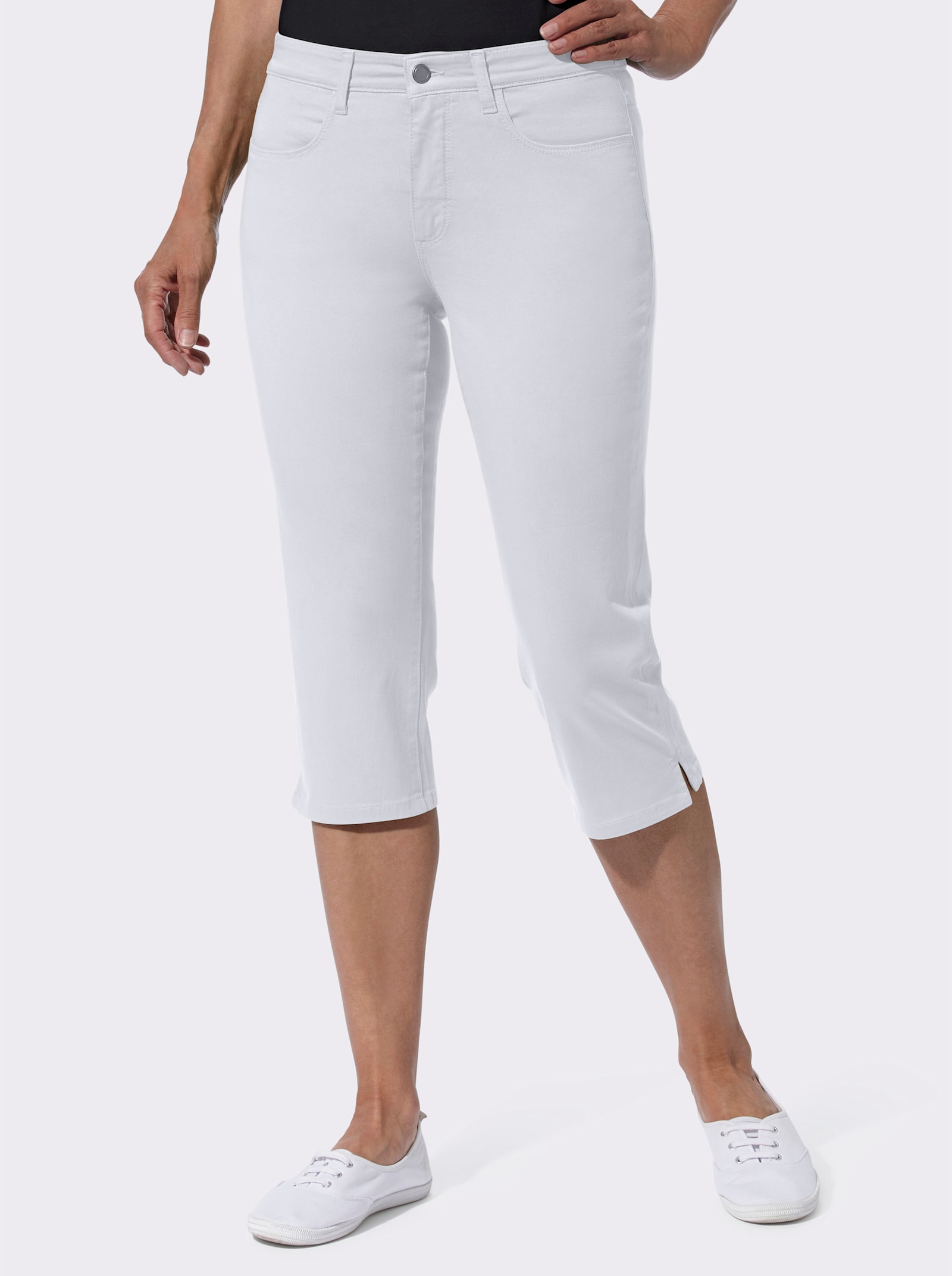 Capri-jeans met comfortband opzij - wit