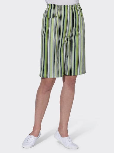 Bermudas mit Rundum-Dehnbund - grün-gestreift