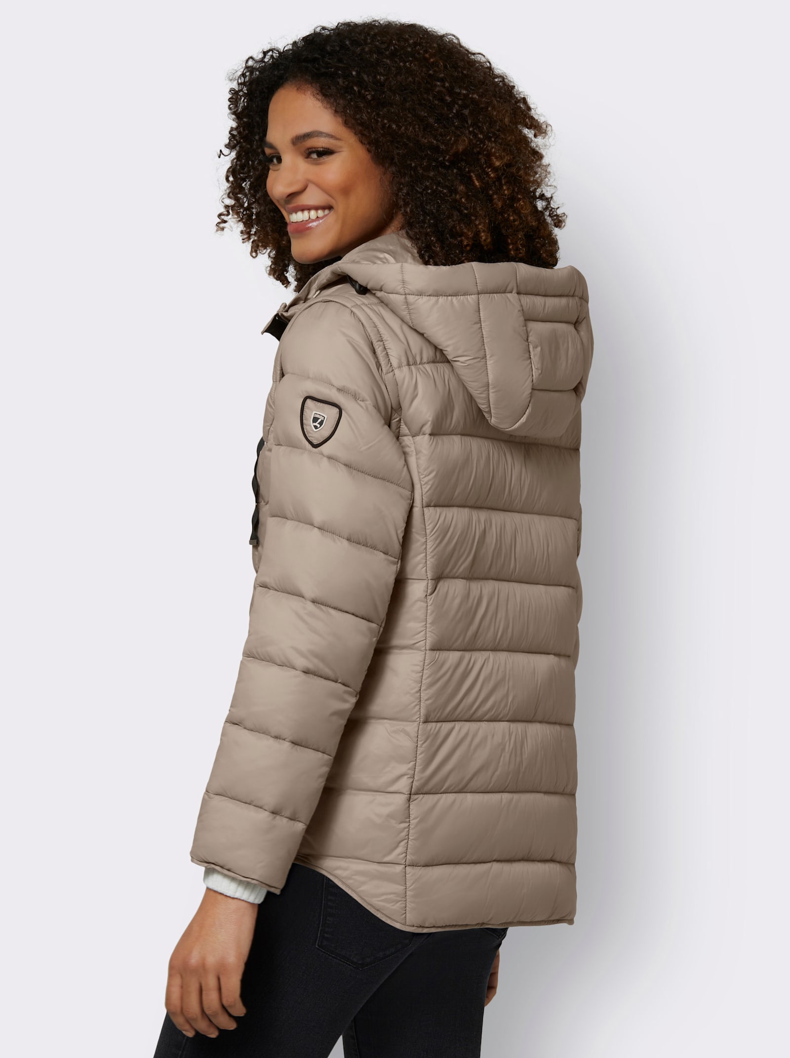 Steppjacke mit abzippbaren Ärmeln - sesam