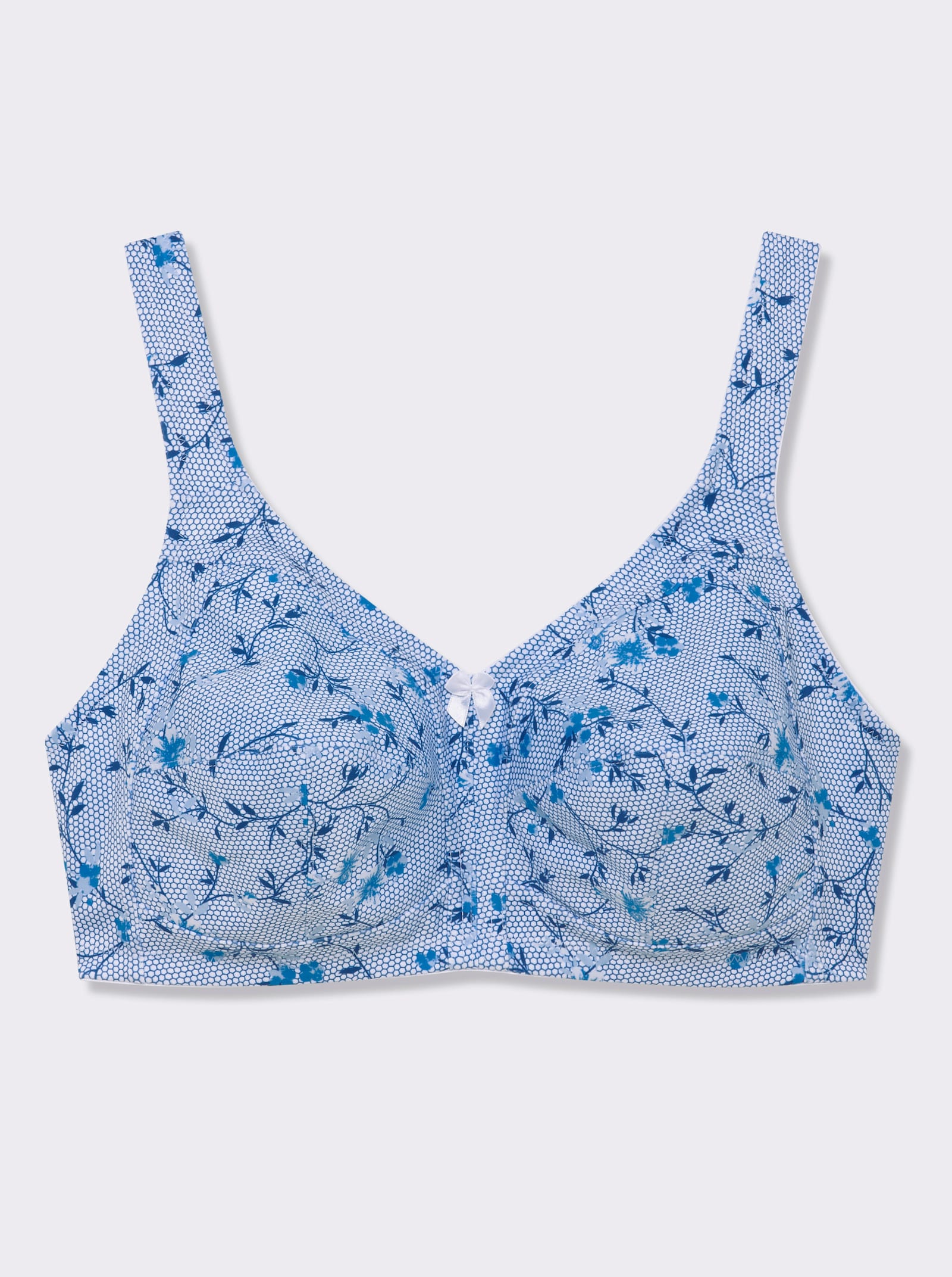 Susa BH ohne Bügel mit Stäbchenverstärkung - weiß-bleu-bedruckt