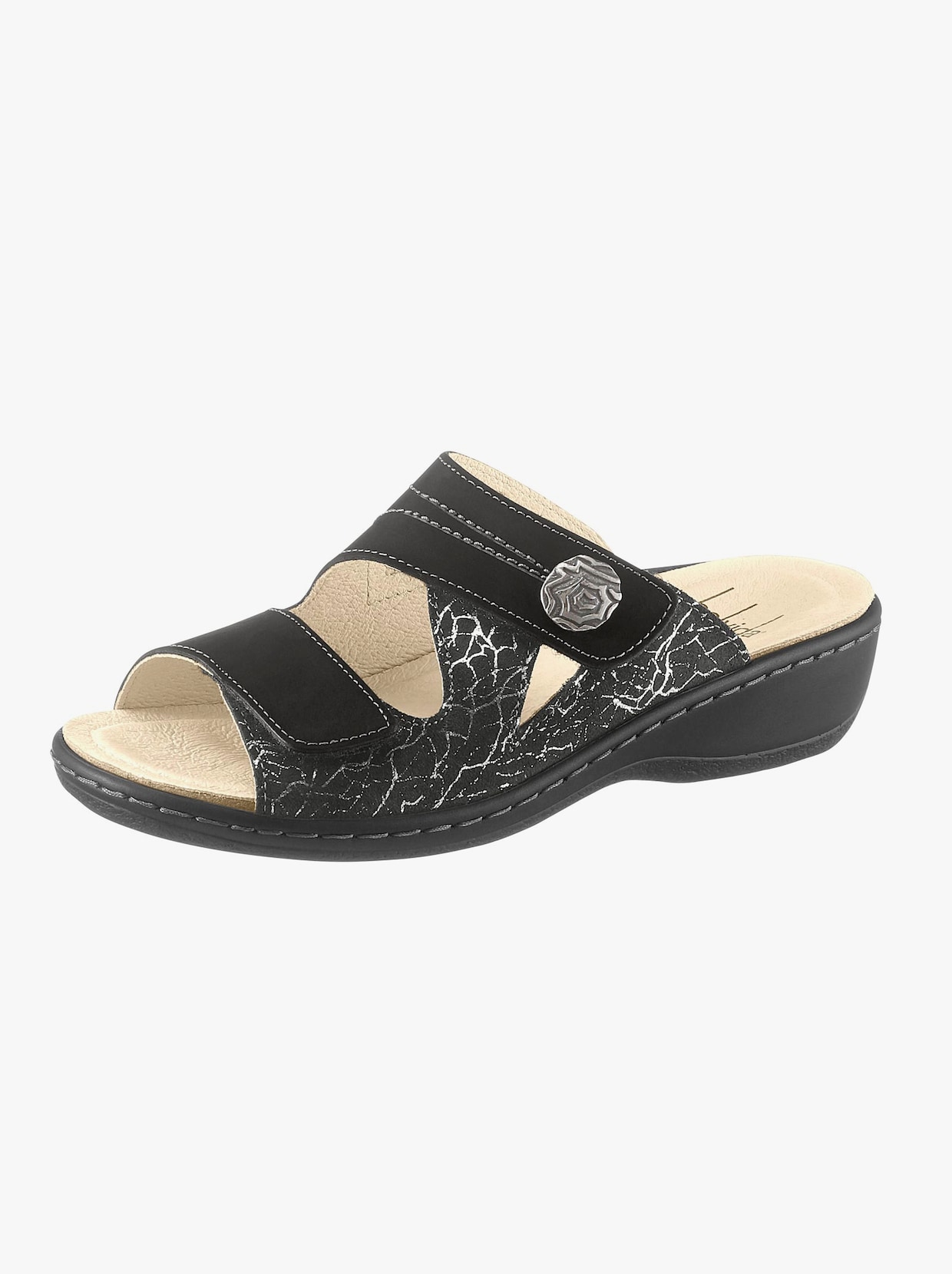 Belvida slippers - zwart geprint