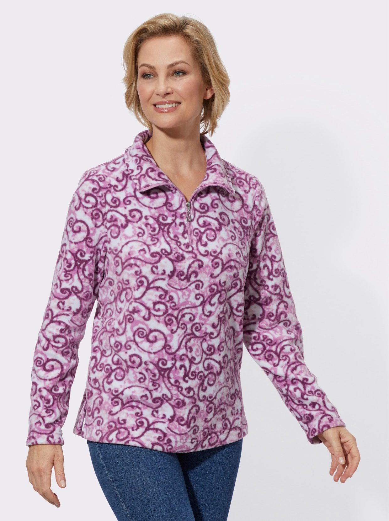 Fleece-Shirt - orchidee-violett-bedruckt