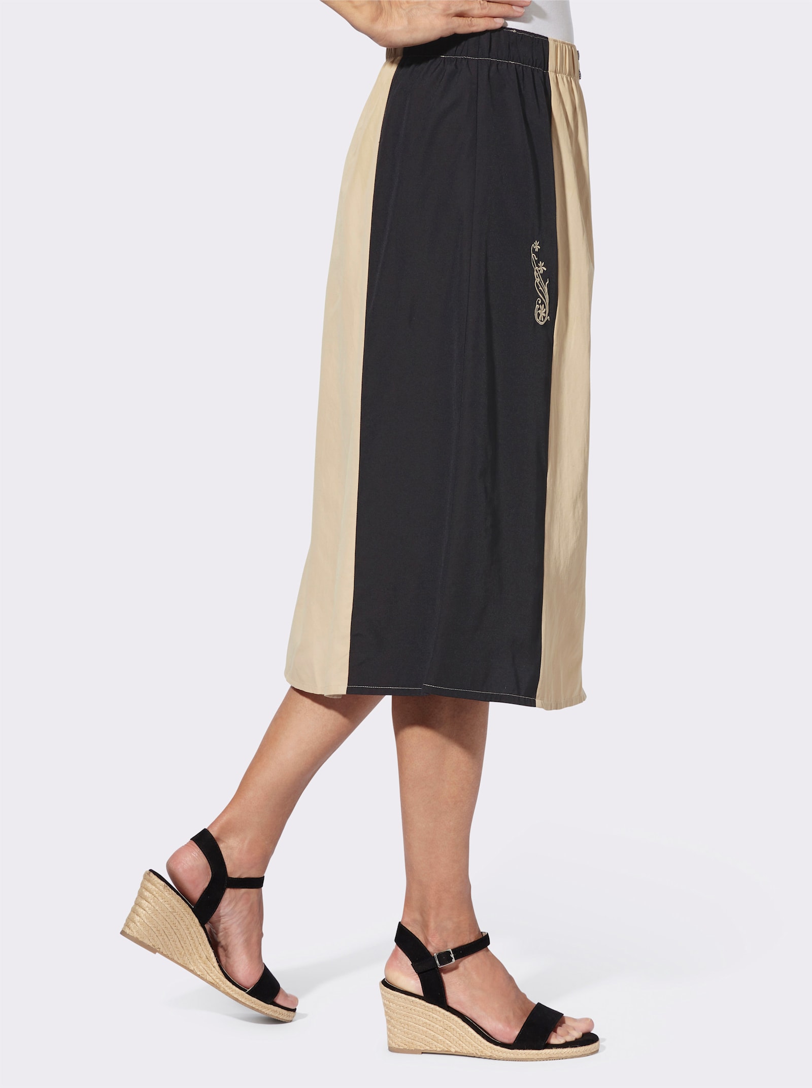 Trachtenrock mit Stickerei - sand-schwarz
