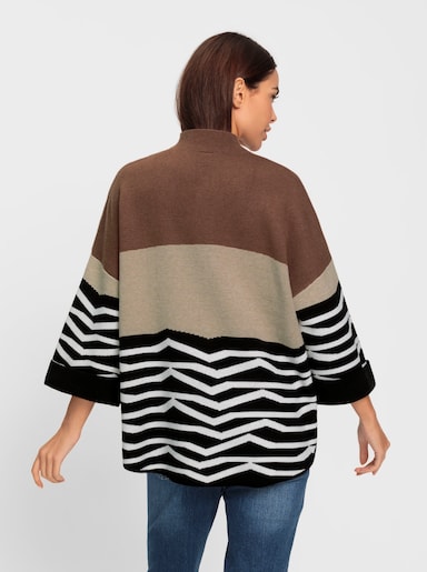 heine Strickpullover - sand-schwarz-gemustert