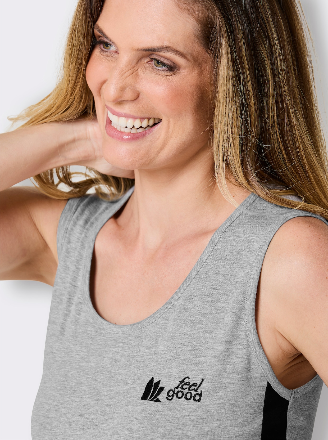 feel good Shirt - grau-meliert-schwarz