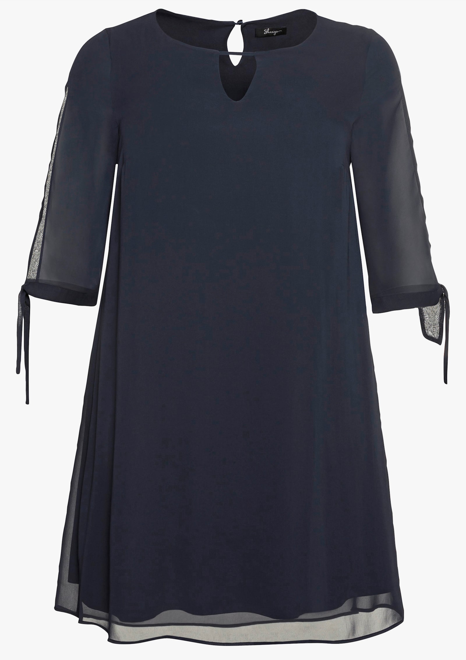 sheego Chiffonkleid mit geschlitzten Ärmeln - nachtblau