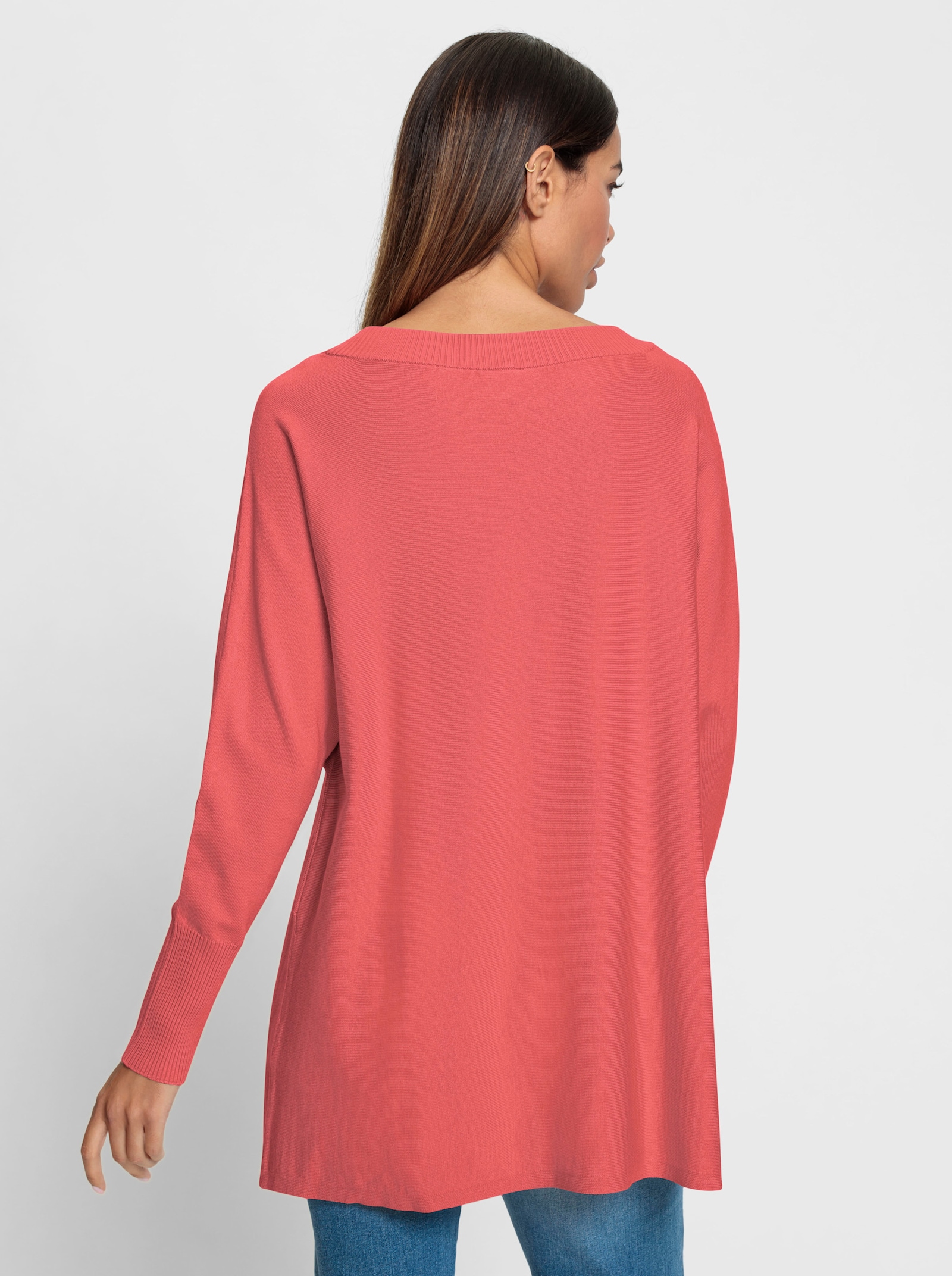 heine Pull évasé en tricot fin - corail