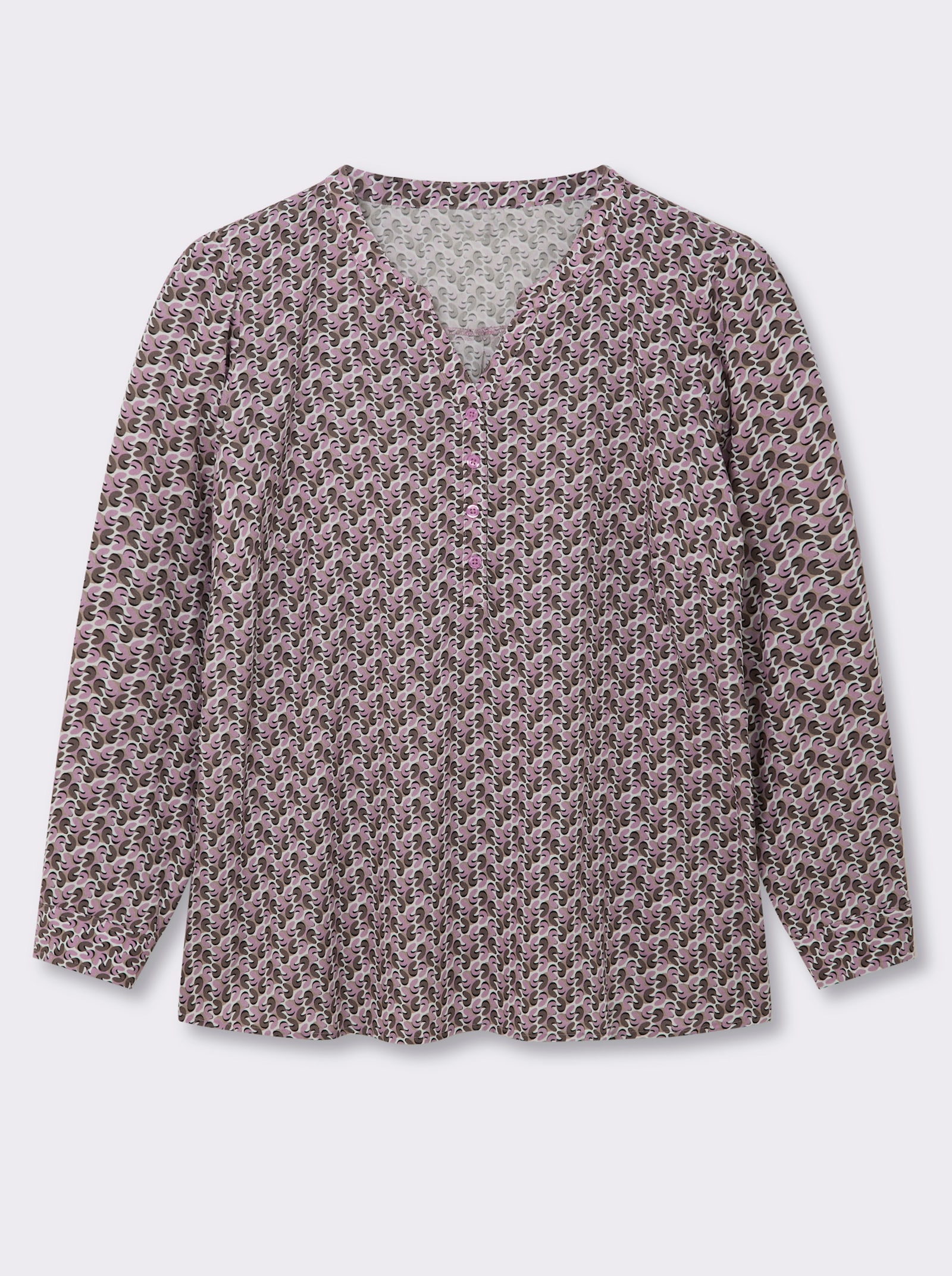 Druckbluse aus Viskose in ECOVERO-Qualität - mauve-dunkeltaupe-bedruckt
