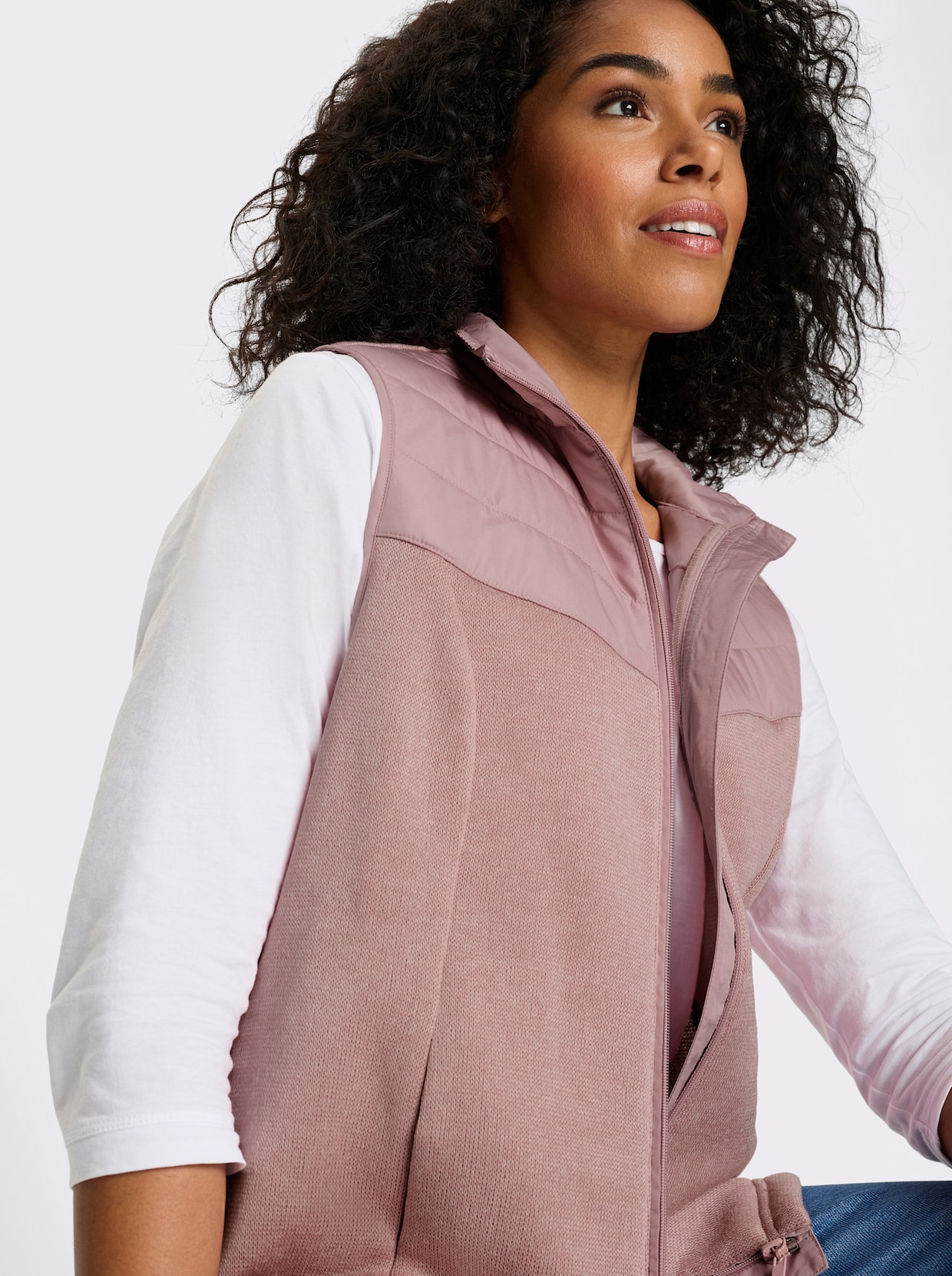 Fleeceweste mit gesteppten Einsätzen - hortensie-meliert