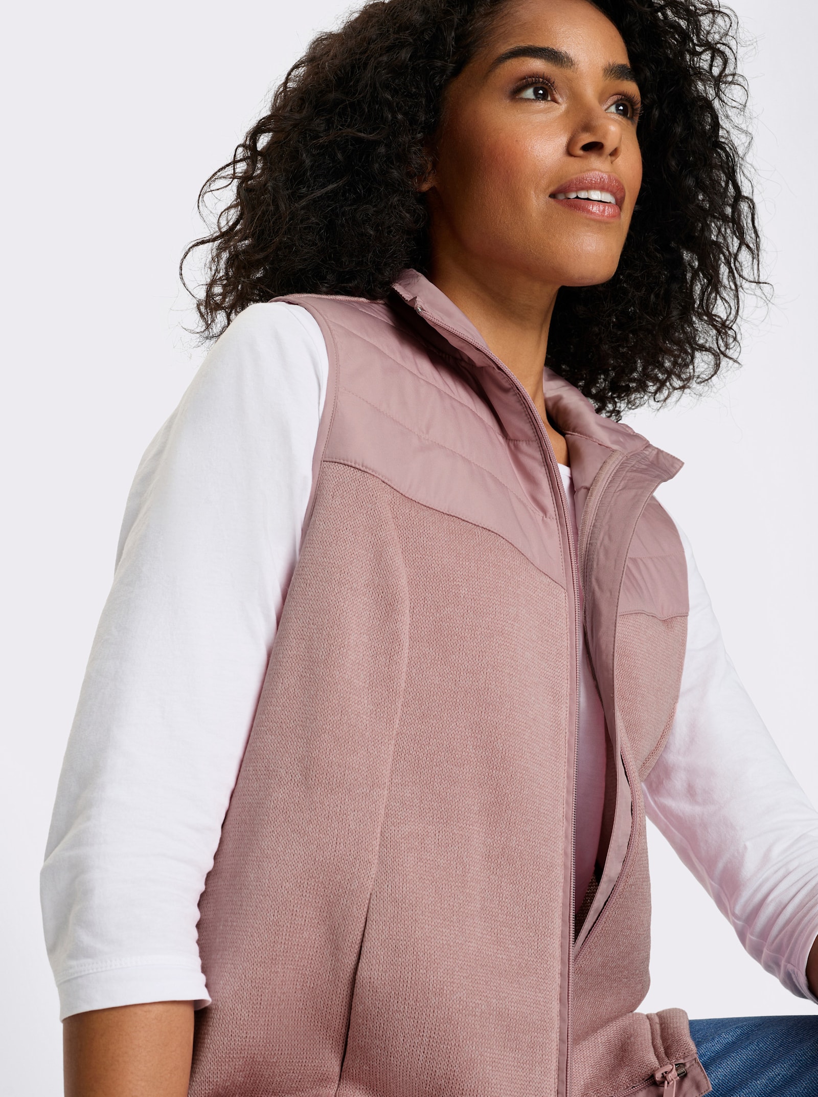 Fleeceweste mit gesteppten Einsätzen - hortensie-meliert