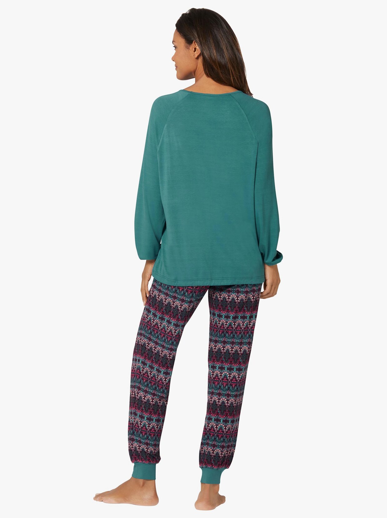 wäschepur Pyjama - smaragdgroen geprint