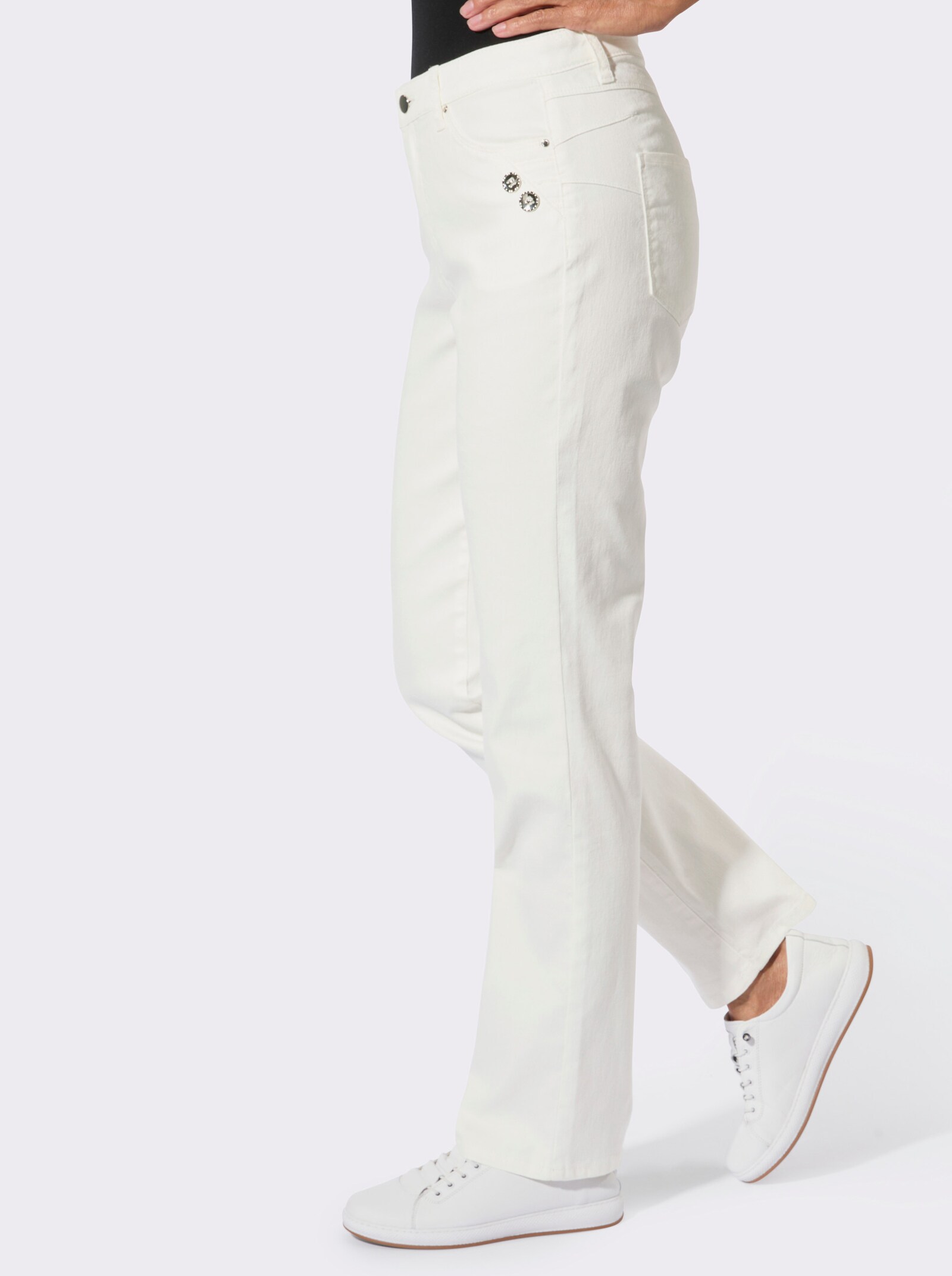 5-Pocket-Jeans mit Biesenverzierung - weiß
