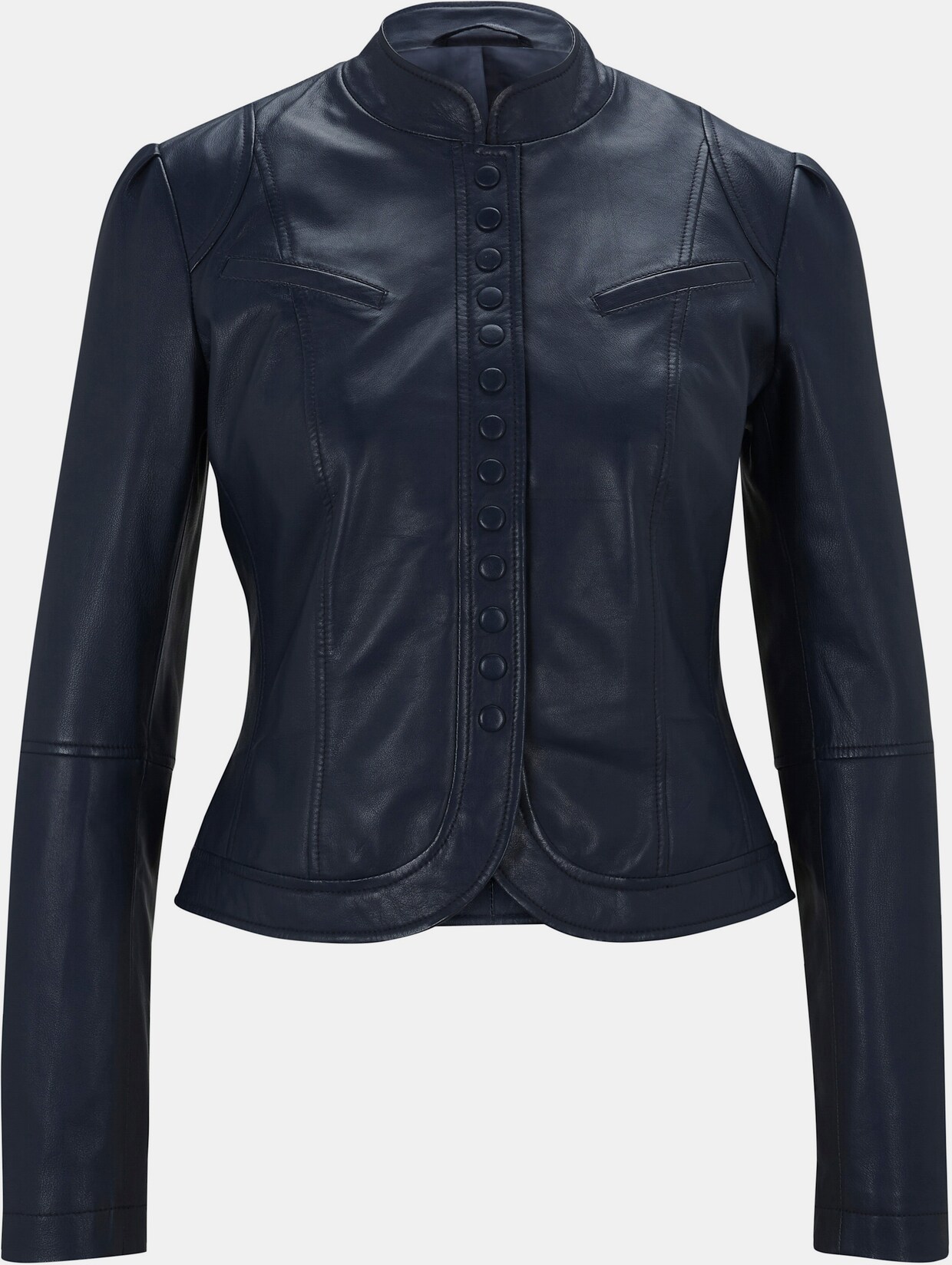 heine Leder-Jacke - marine
