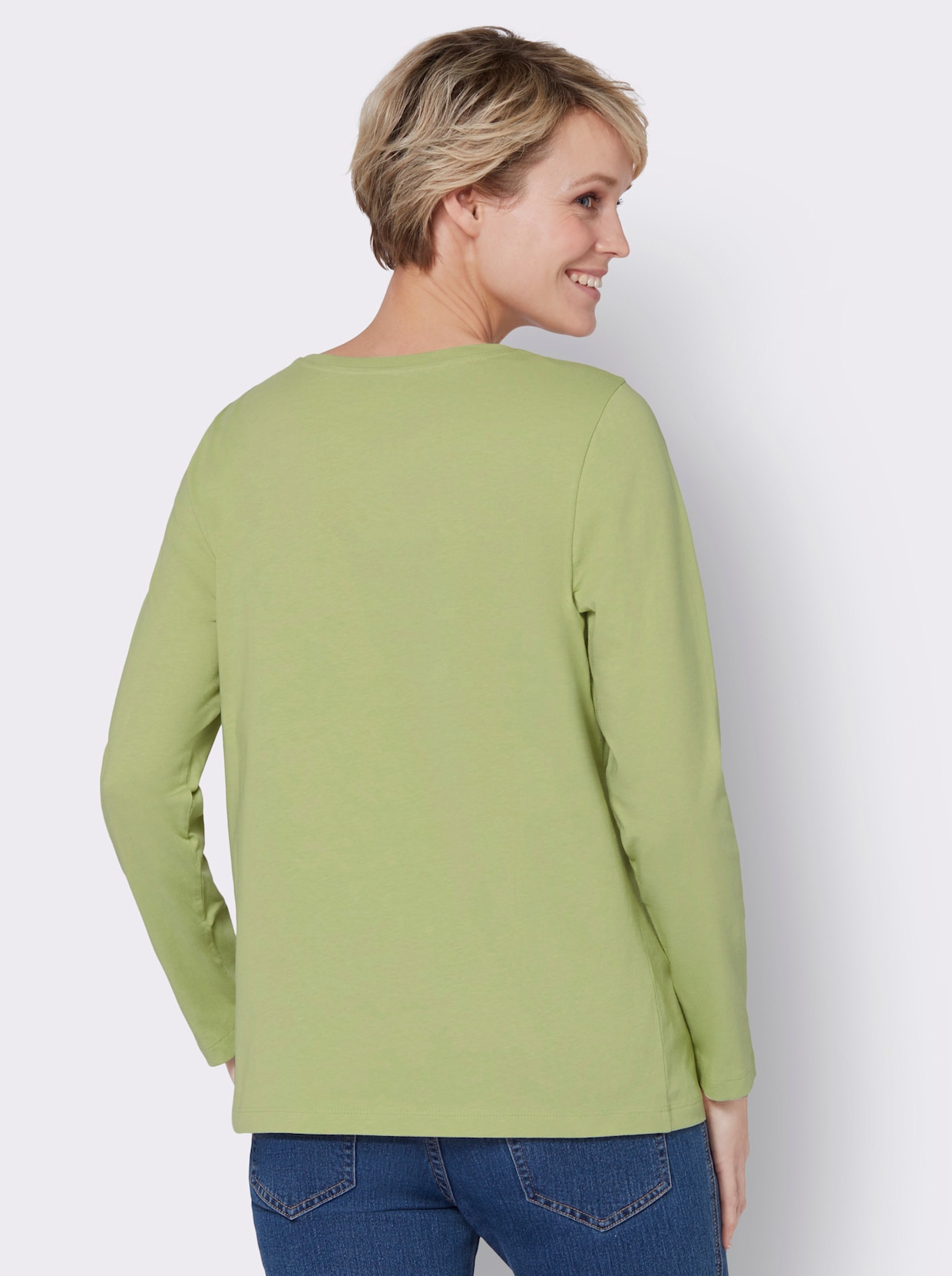 Tričko s dlhými rukávmi - Lipová zelená-čokoládová