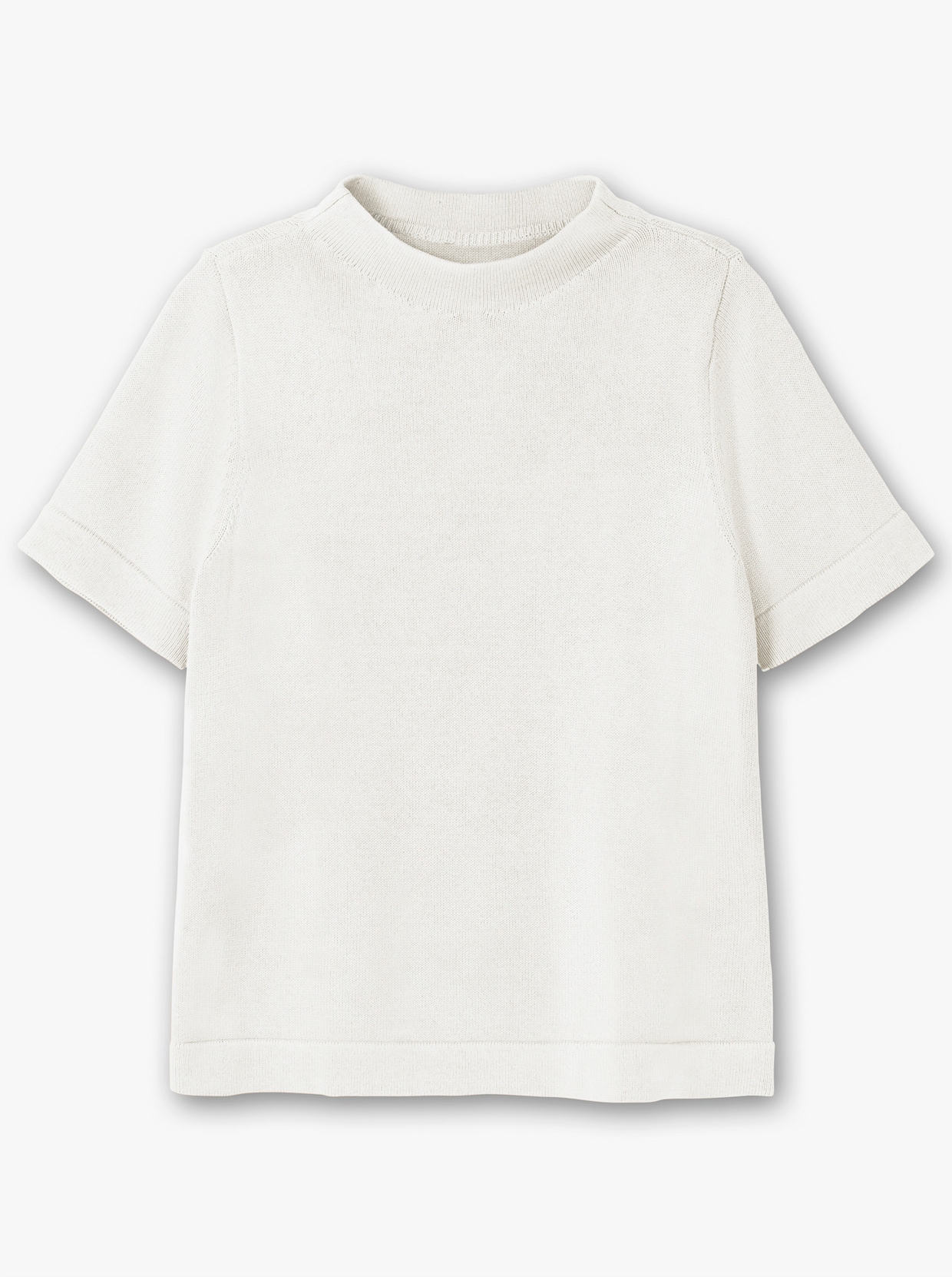 Stehkragenpullover mit Halbarm - ecru