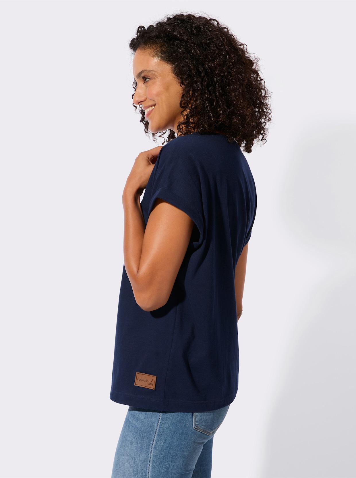 Shirt - marine-ecru-bedruckt