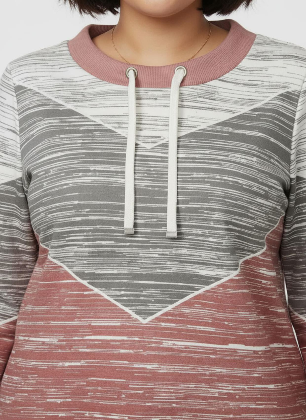 Sweatshirt mit variierbarem Rundhals-Ausschnitt - rosenholz-ecru