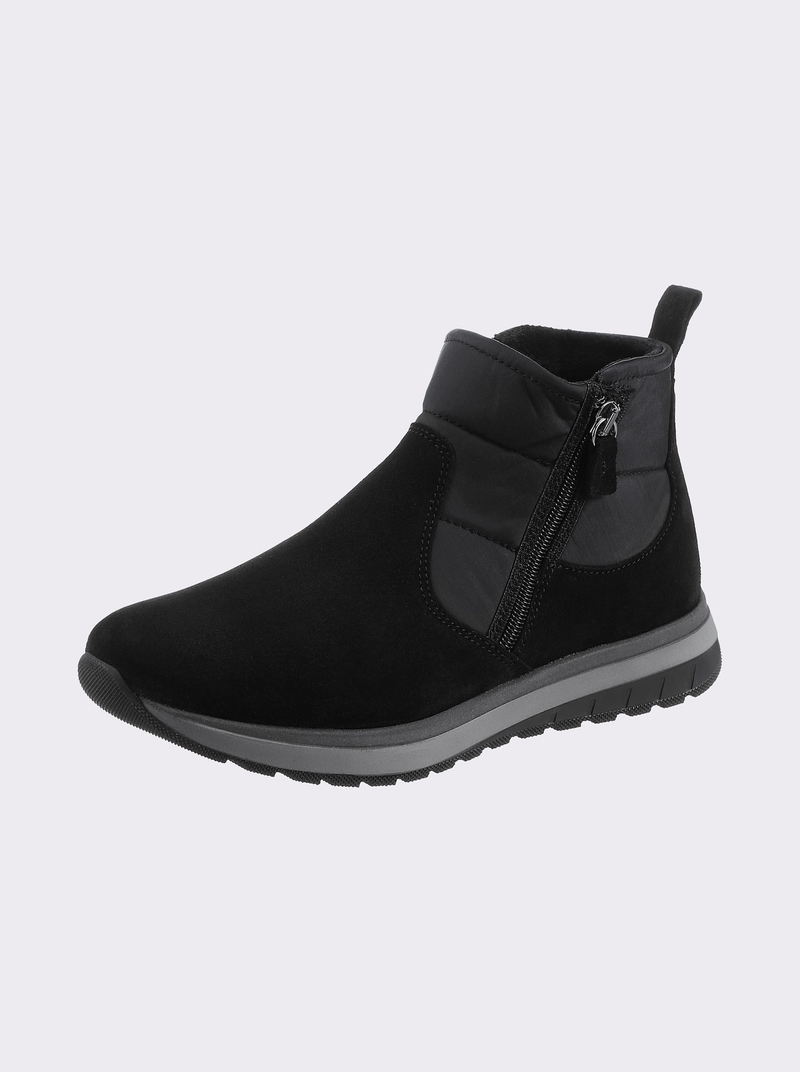 airsoft modern+ Stiefelette mit Doppel-Reißverschluss - schwarz