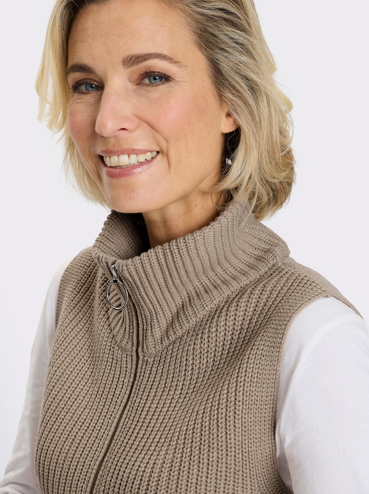 Slip-over van ribtricot - sesam