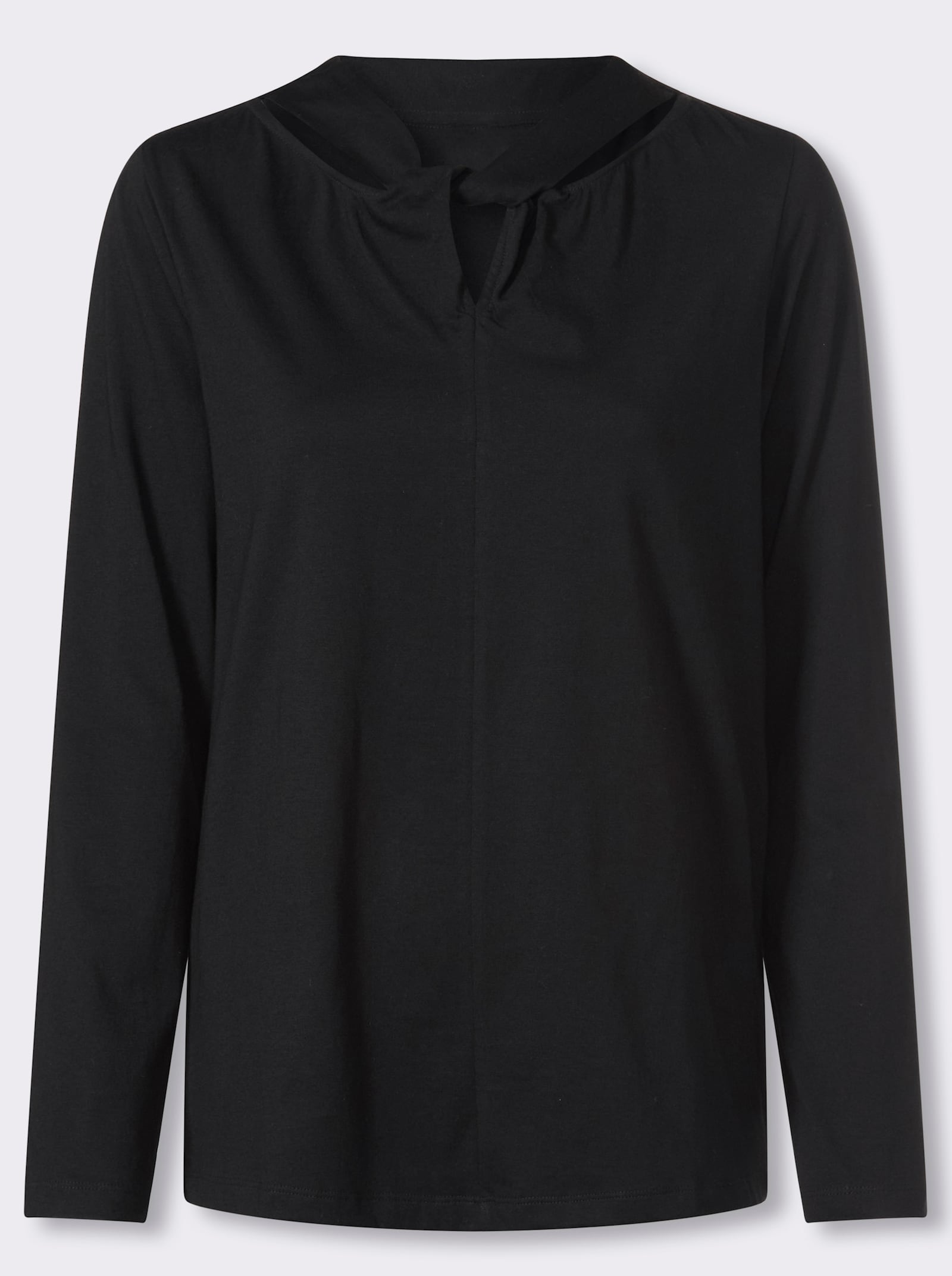 Langarmshirt mit Knoten-Detail - schwarz