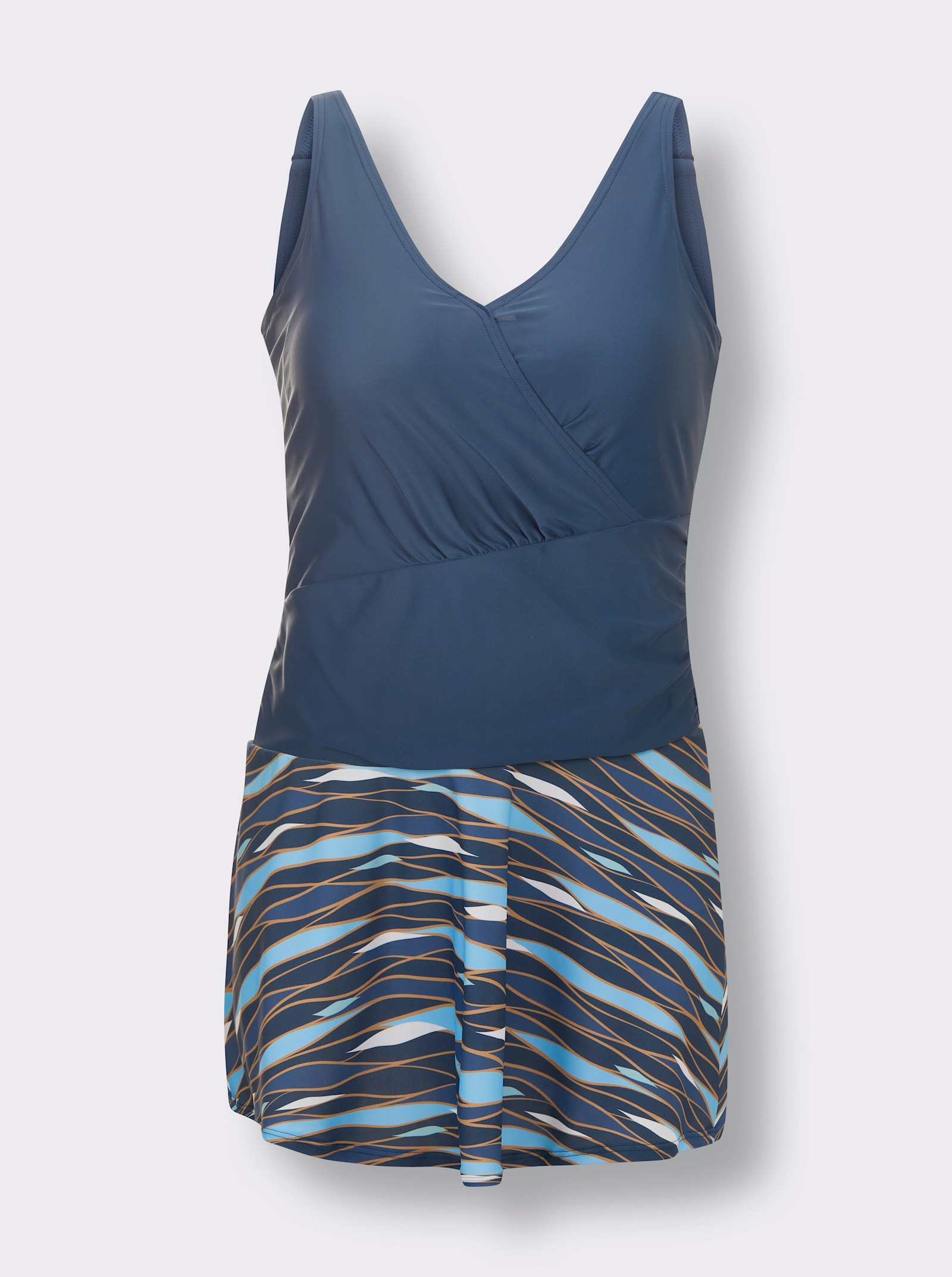 feel good Maillot de bain à la coupe petite robe - bleu foncé-vert d'eau imprimé