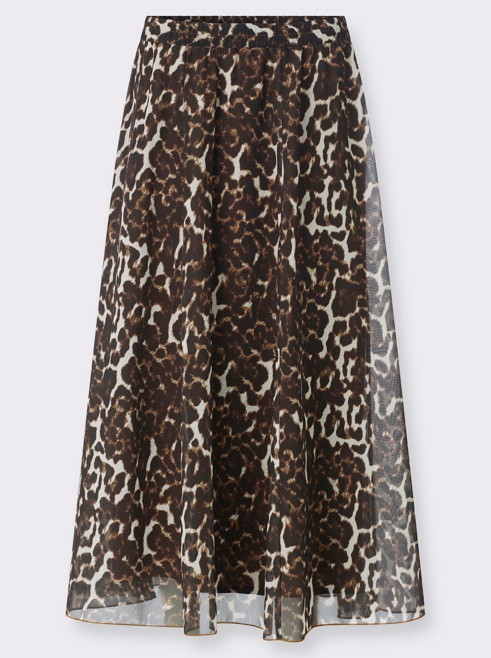 Bahnenrock mit Leo-Muster allover - braun-schwarz-bedruckt