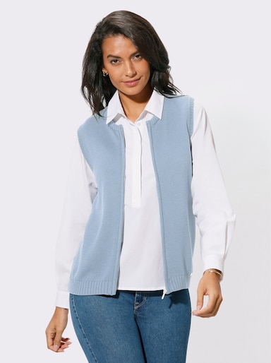 Strickweste mit Reißverschluss - eisblau